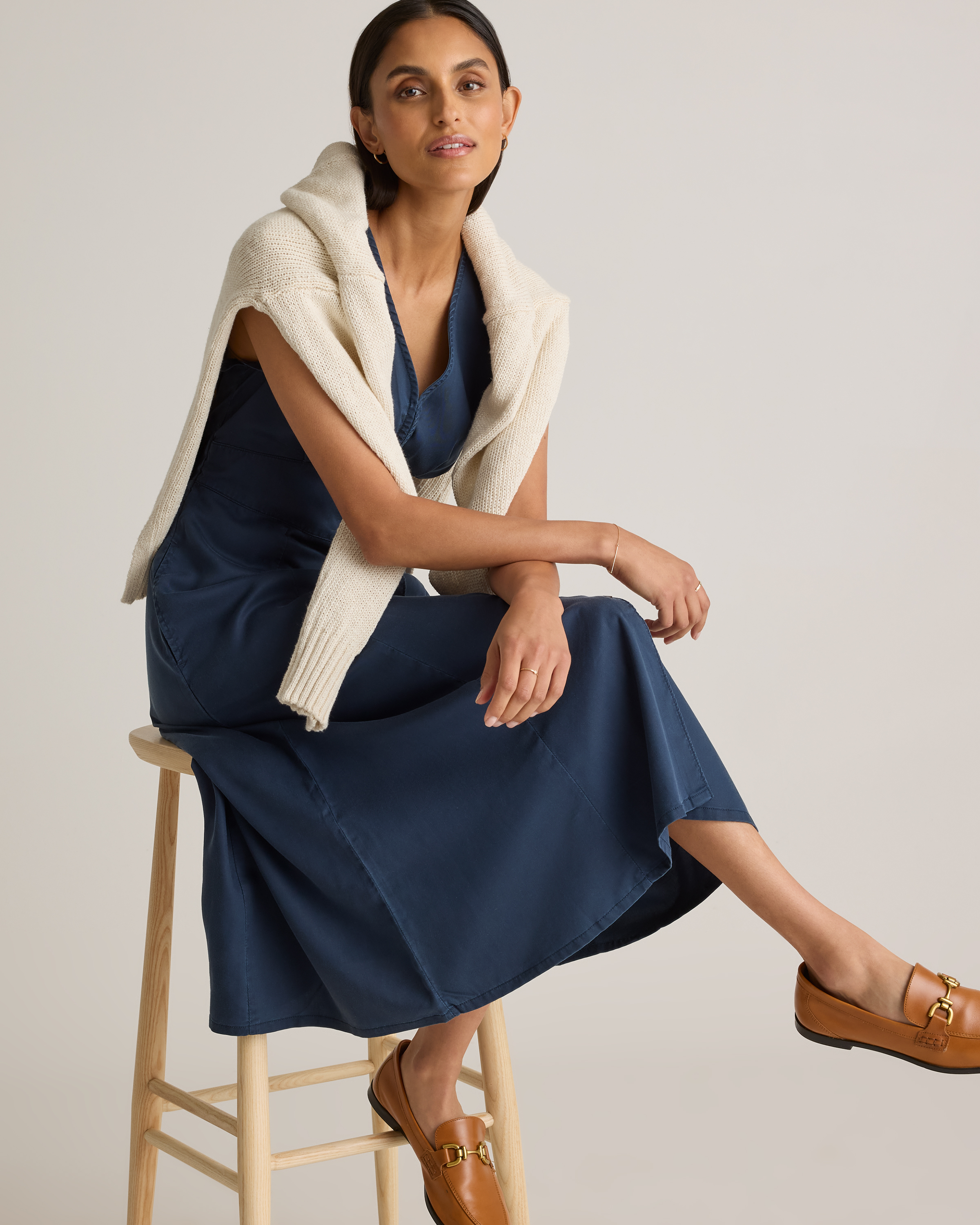 Vintage Wash Tencel Button Front Midi Dress — Image 3