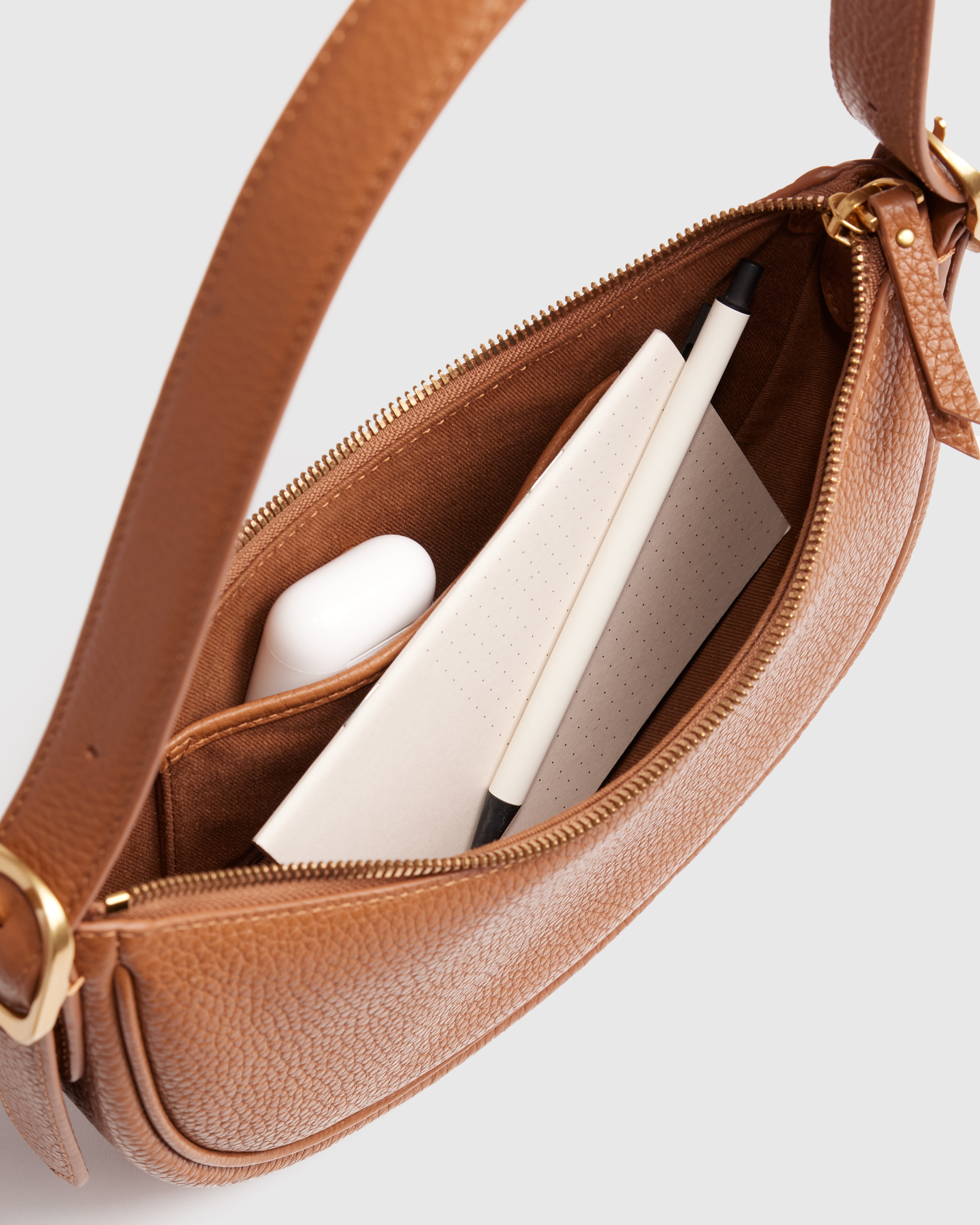 Italian Leather Mini Crescent Shoulder Bag — Image 8
