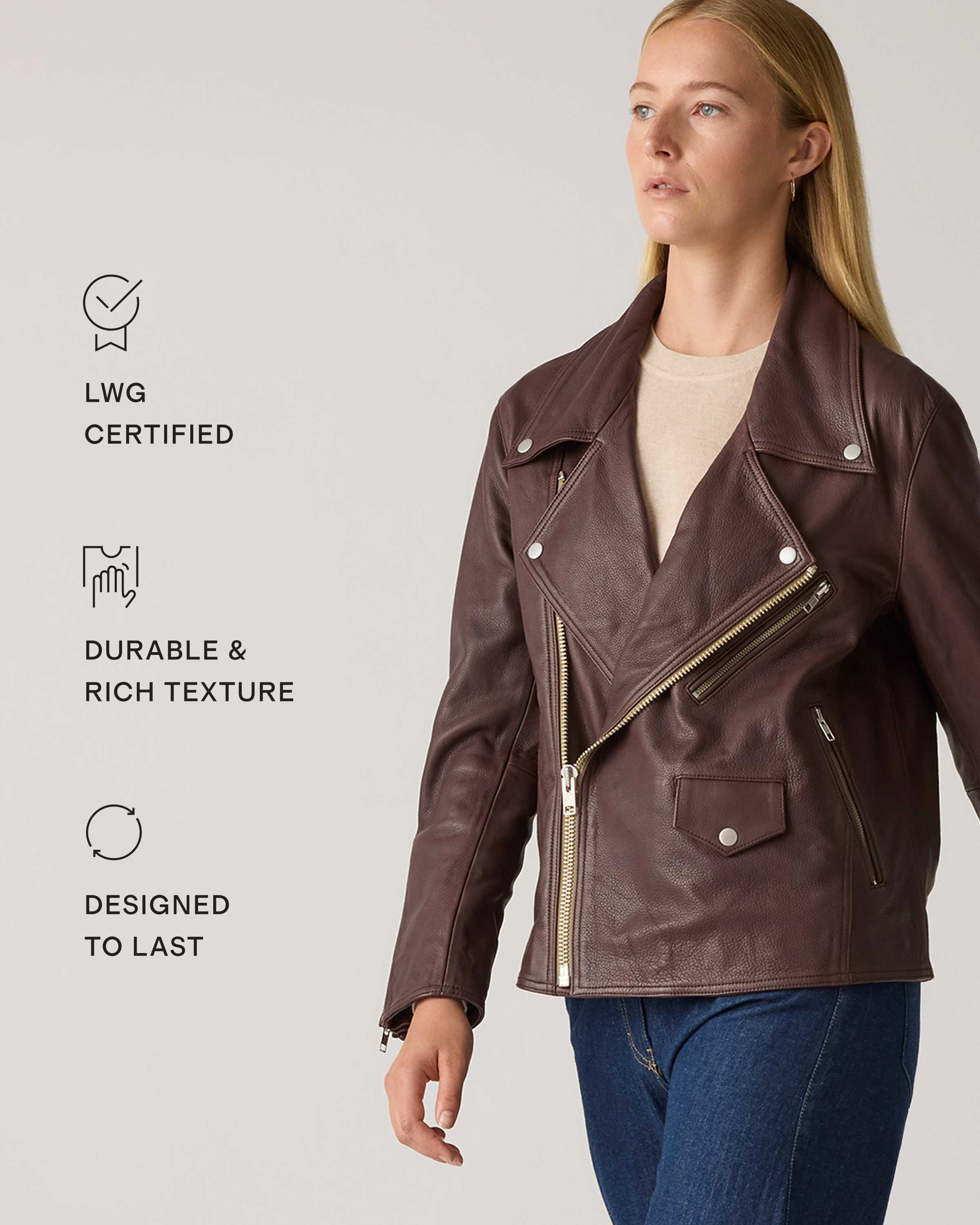 100% Leather Oversized Biker Jacket — Image 28