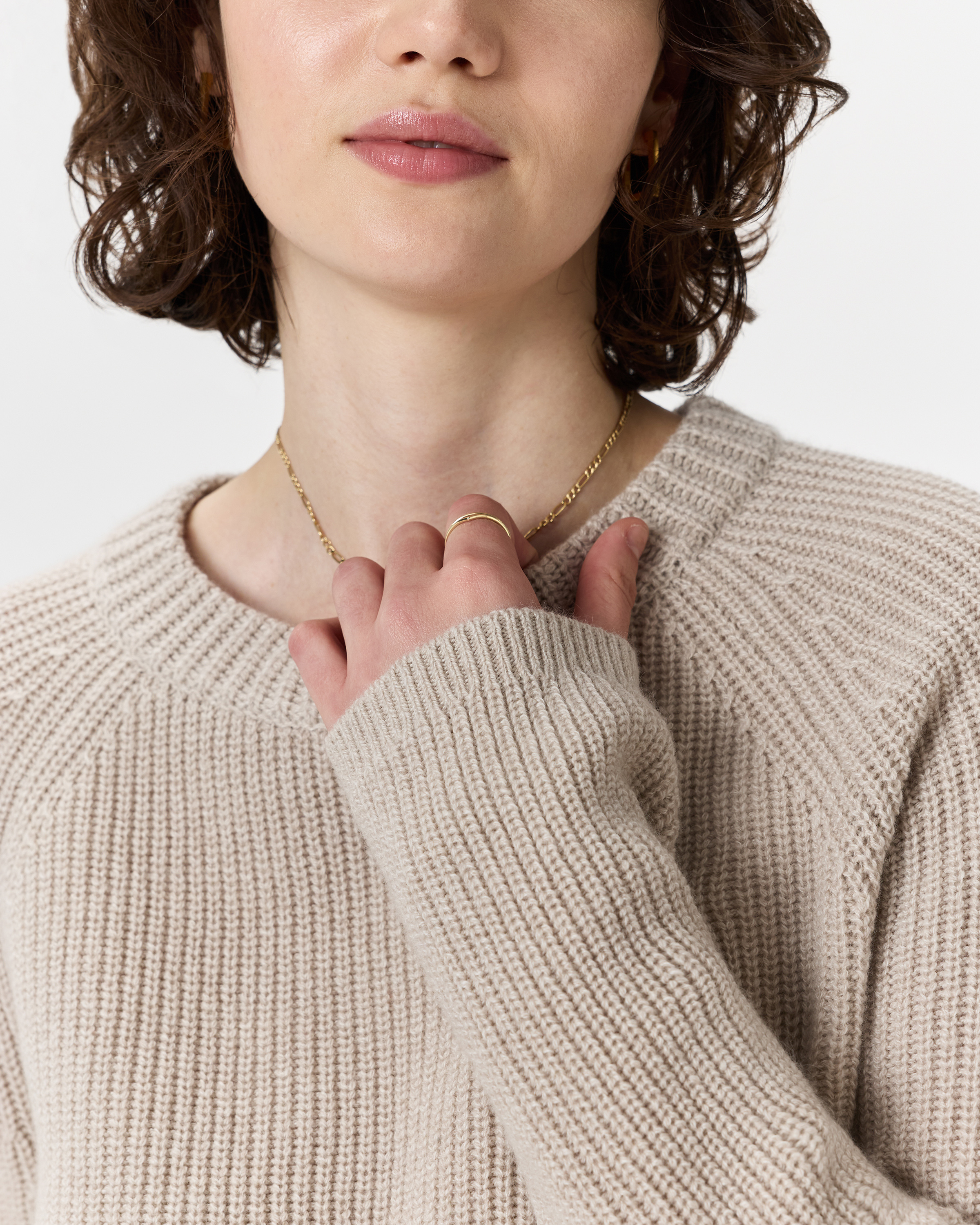 Mongolian Cashmere Fisherman Crewneck Sweater — Image 9