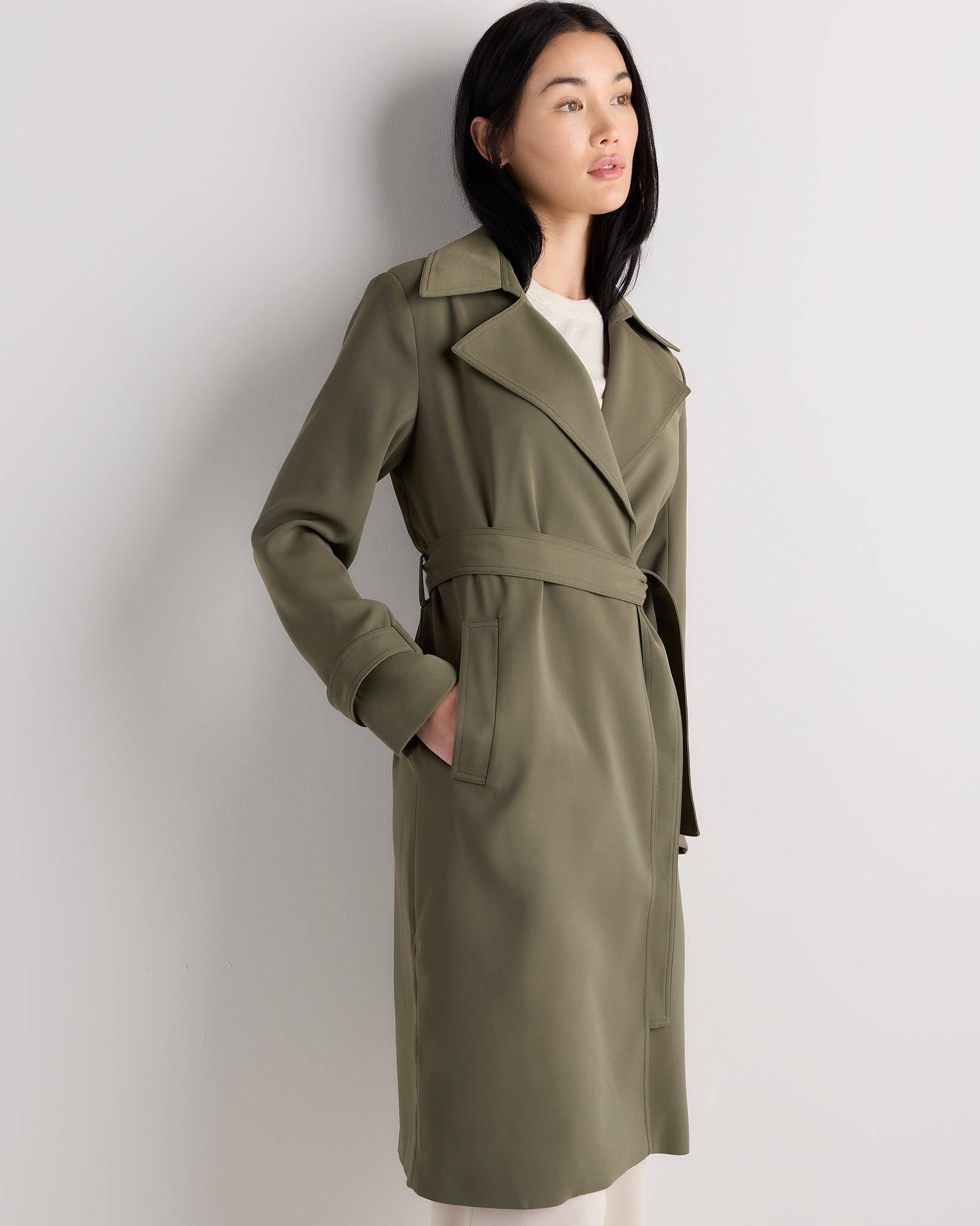 Stretch Crepe Trench Coat — Image 25