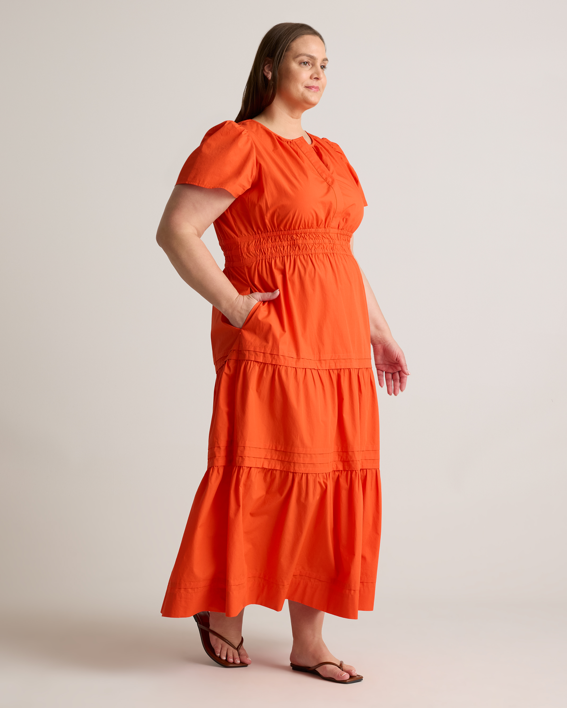 100% Organic Cotton Poplin Tiered Maxi Dress — Image 14