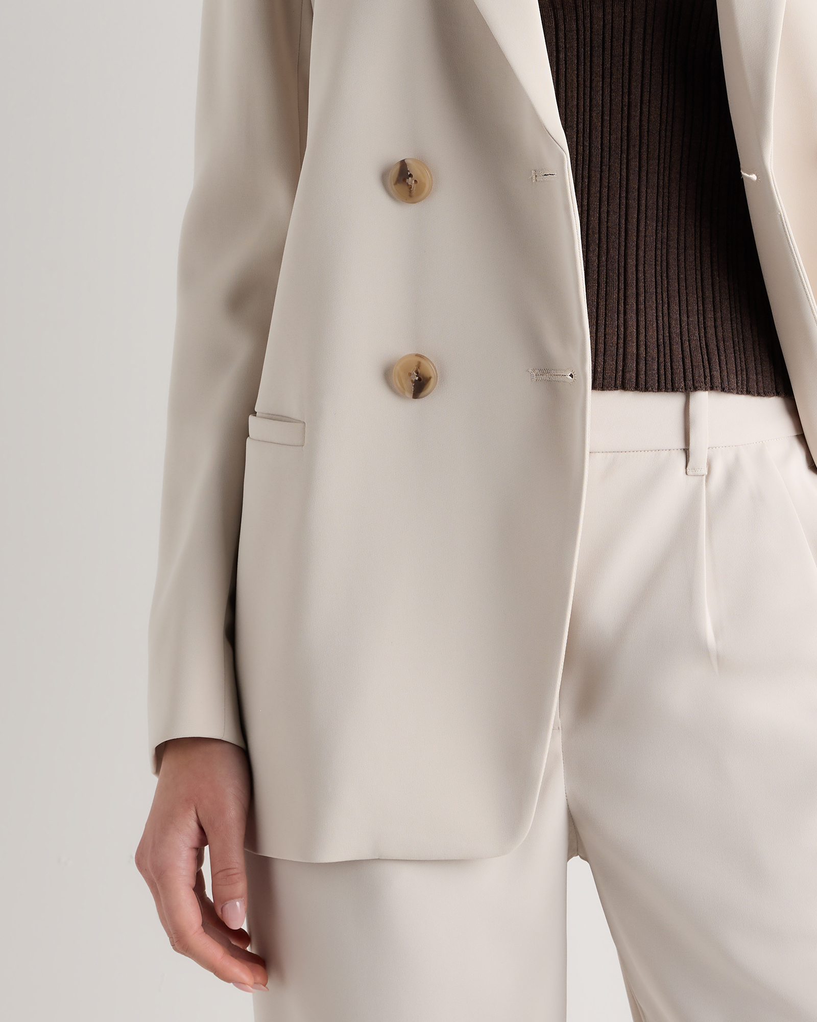 Stretch Crepe Relaxed Double-Breasted Blazer — Image 22