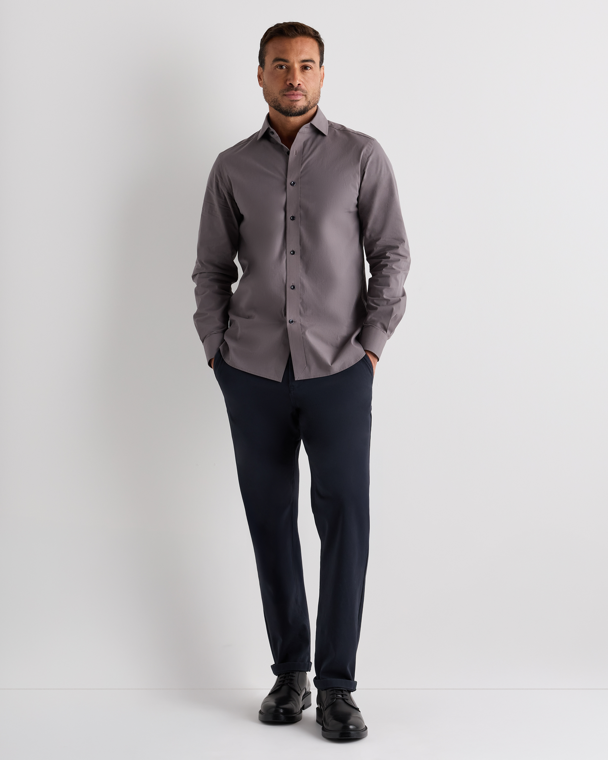 Organic Cotton Stretch Poplin Dress Shirt — Image 17