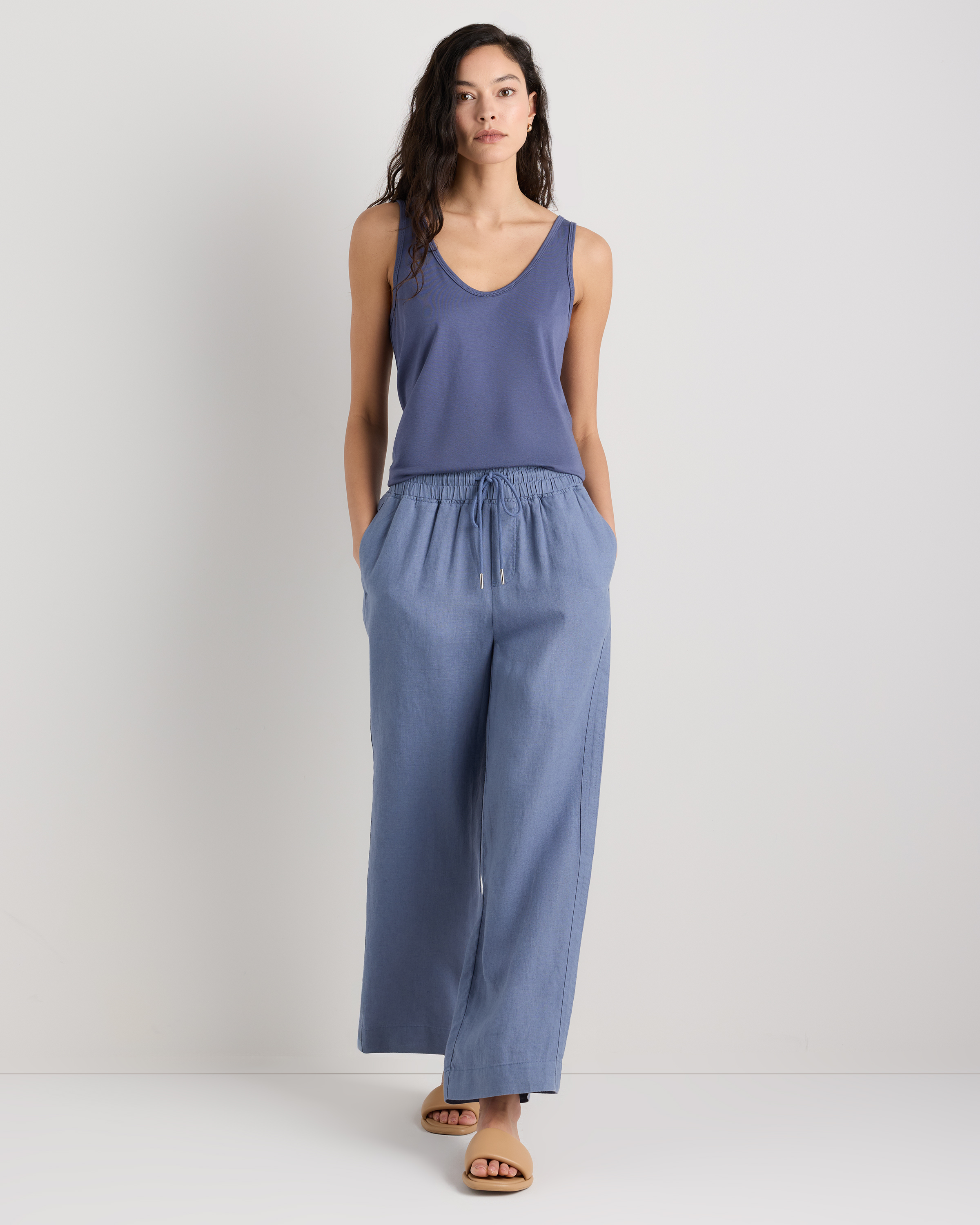 100% European Linen Wide Leg Pants — Image 48