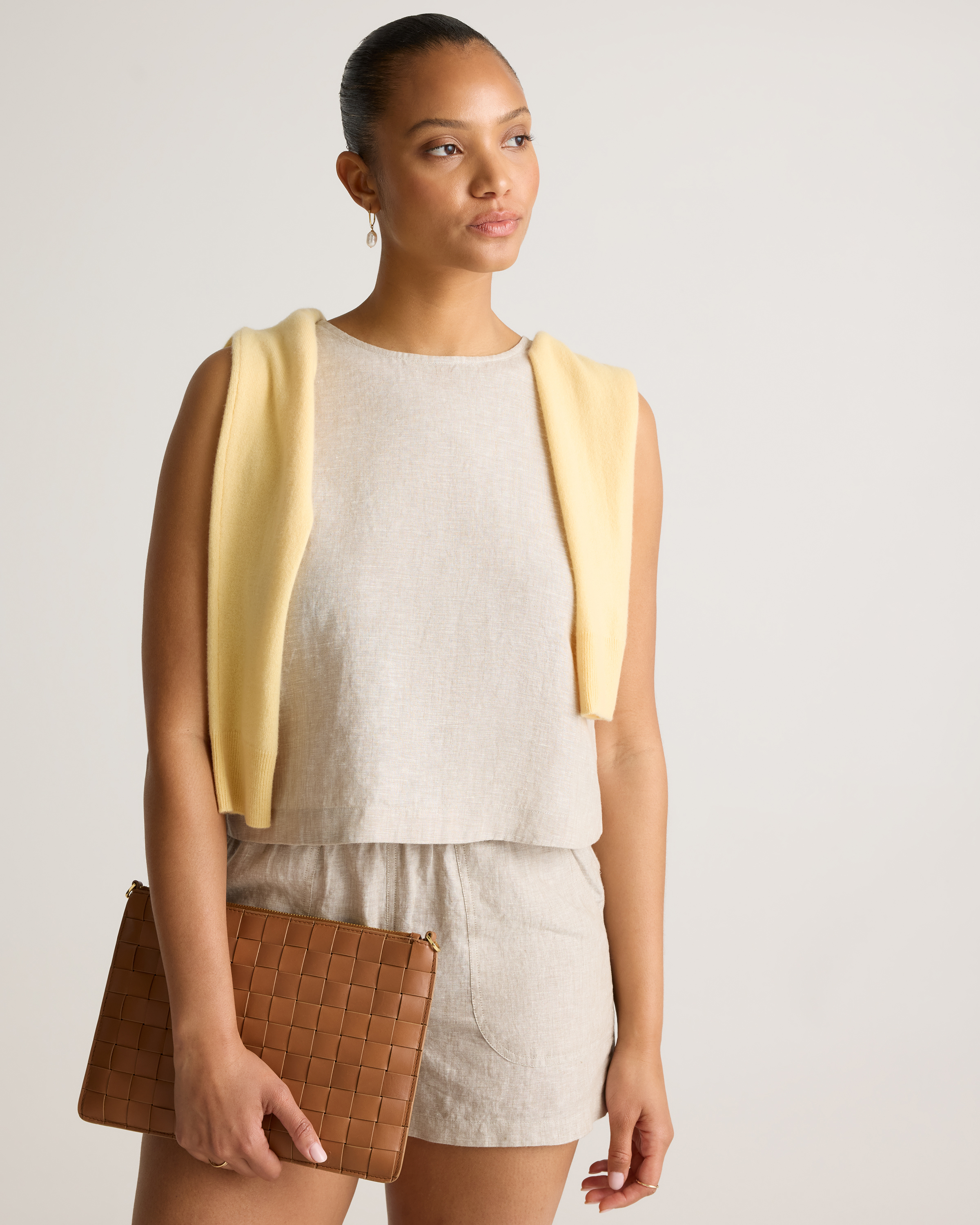 100% European Linen Cropped Tank — Image 9