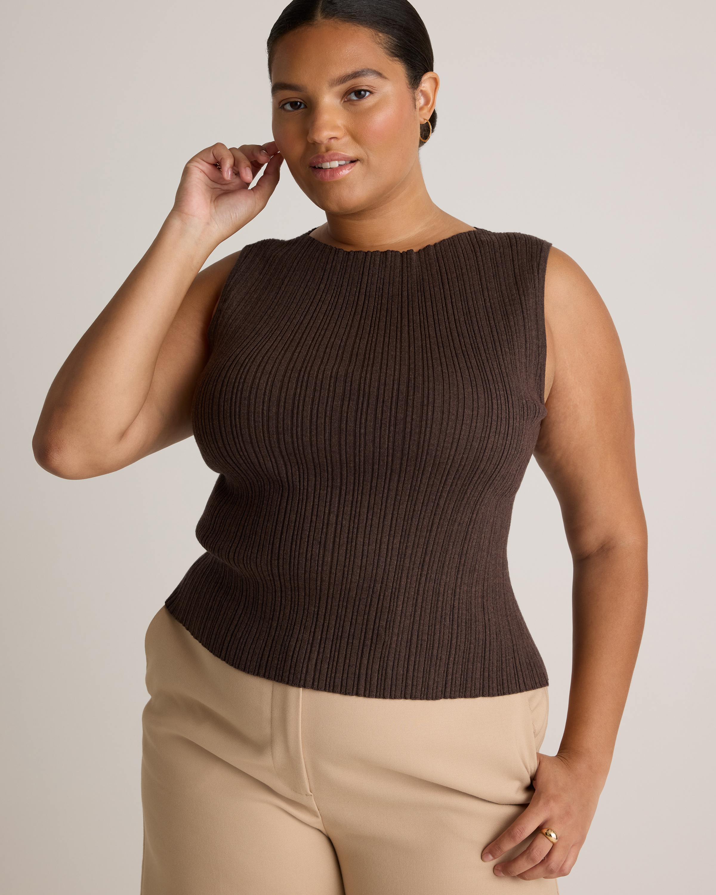 Cotton Cashmere Ribbed Tank — Image 4