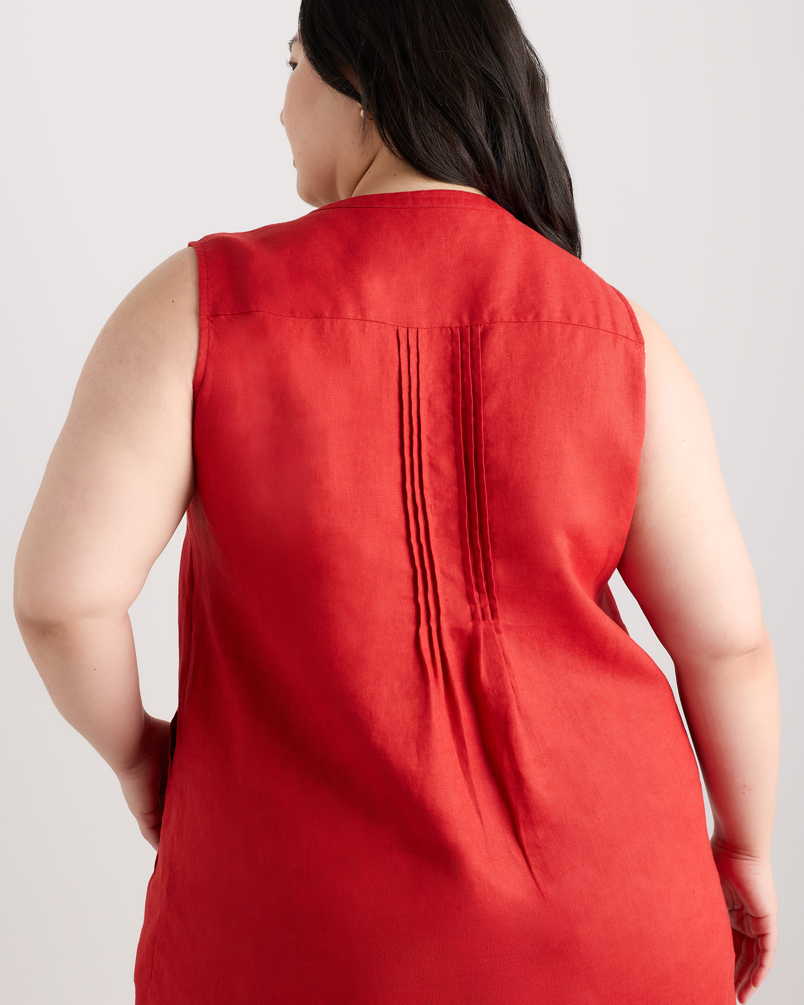 100% European Linen Sleeveless Swing Dress — Image 26