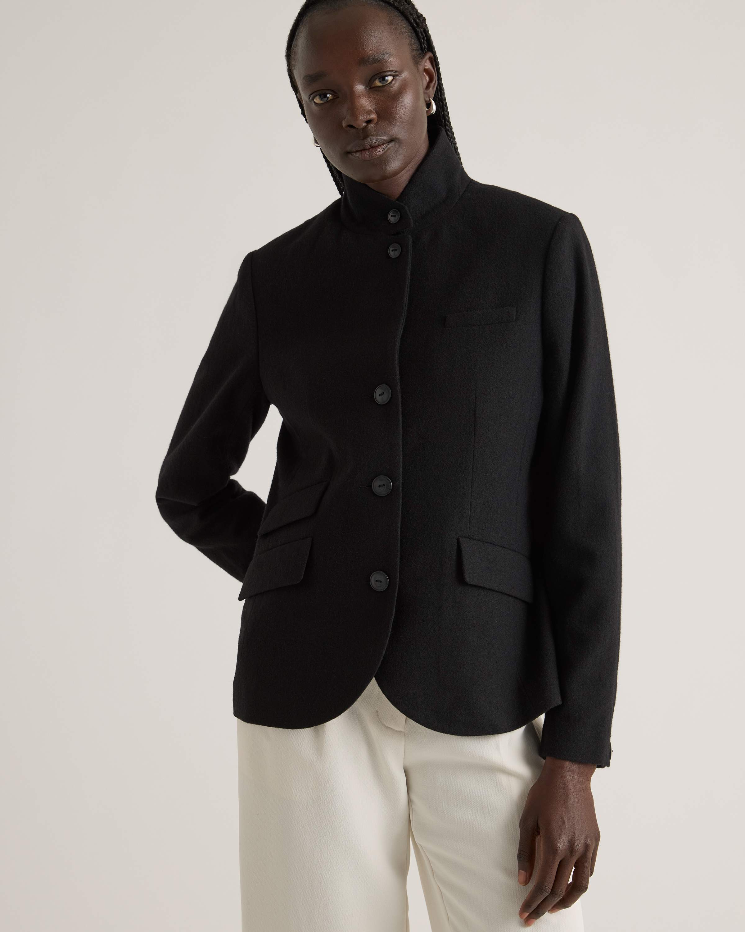 Italian Wool Stand Collar Blazer — Image 10
