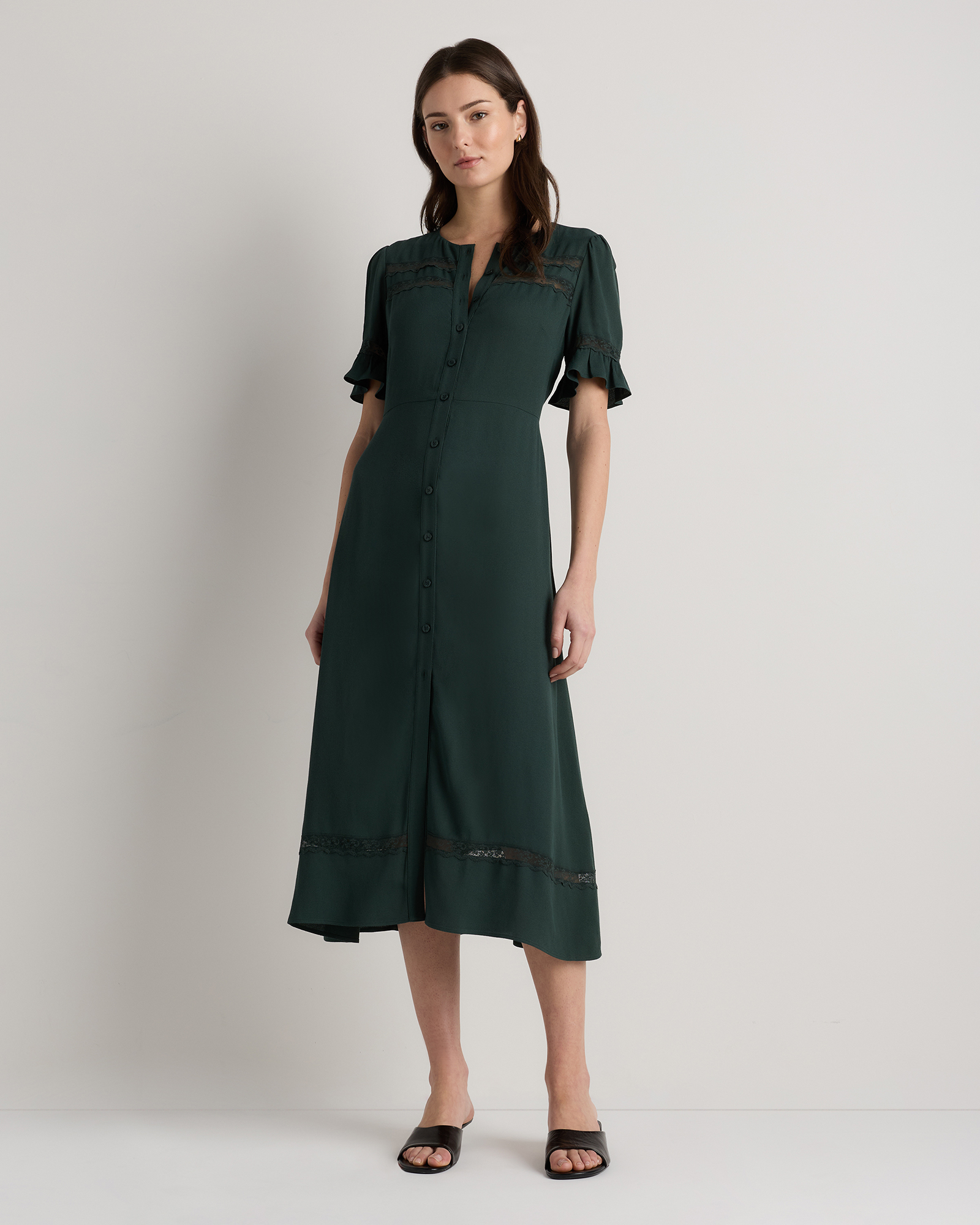 Lightweight Crepe Lace Inset Midi Dress — Image 23