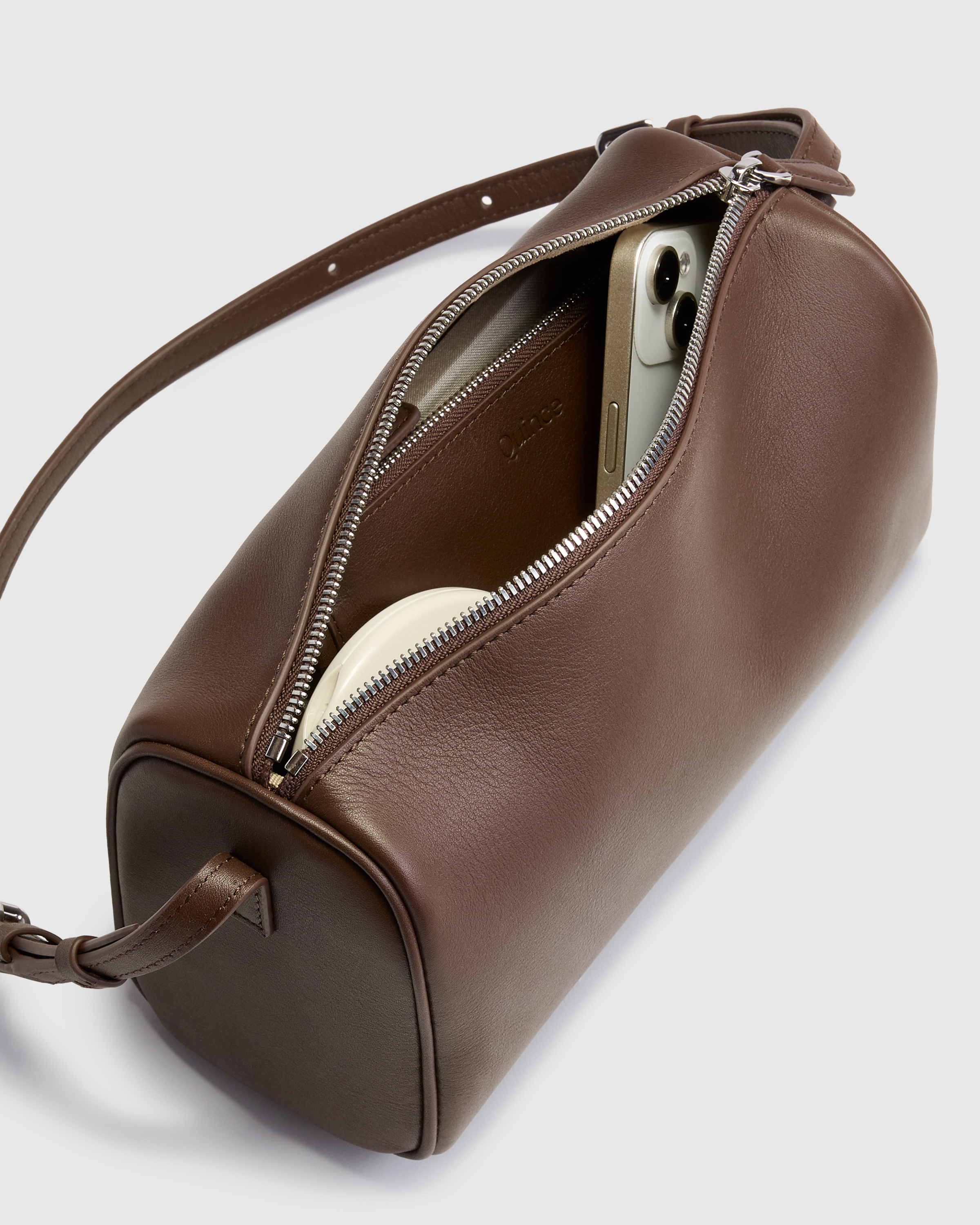 Italian Leather Mini Barrel Shoulder Bag — Image 10