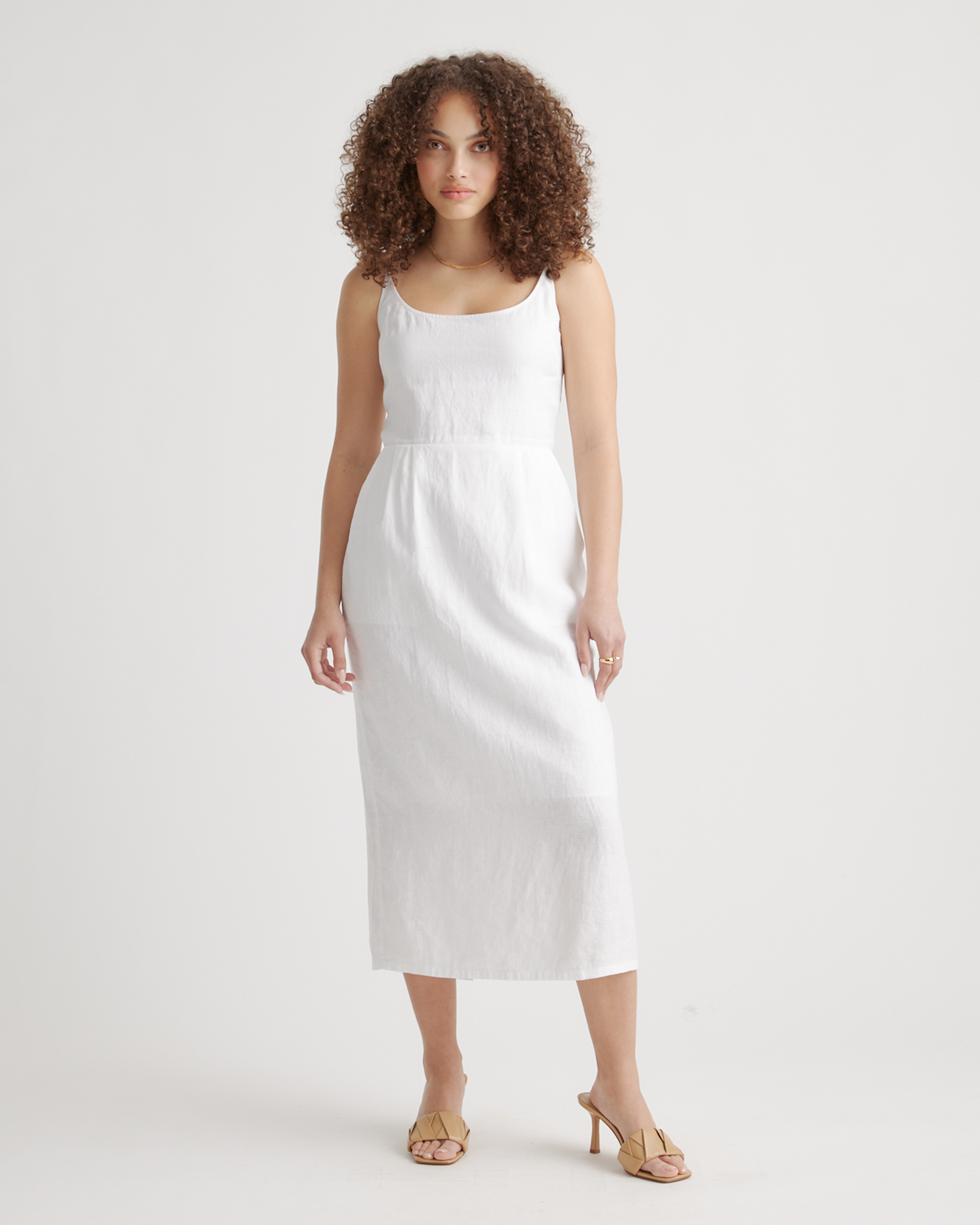 100% European Linen Scoop Neck Midi Dress — Image 25