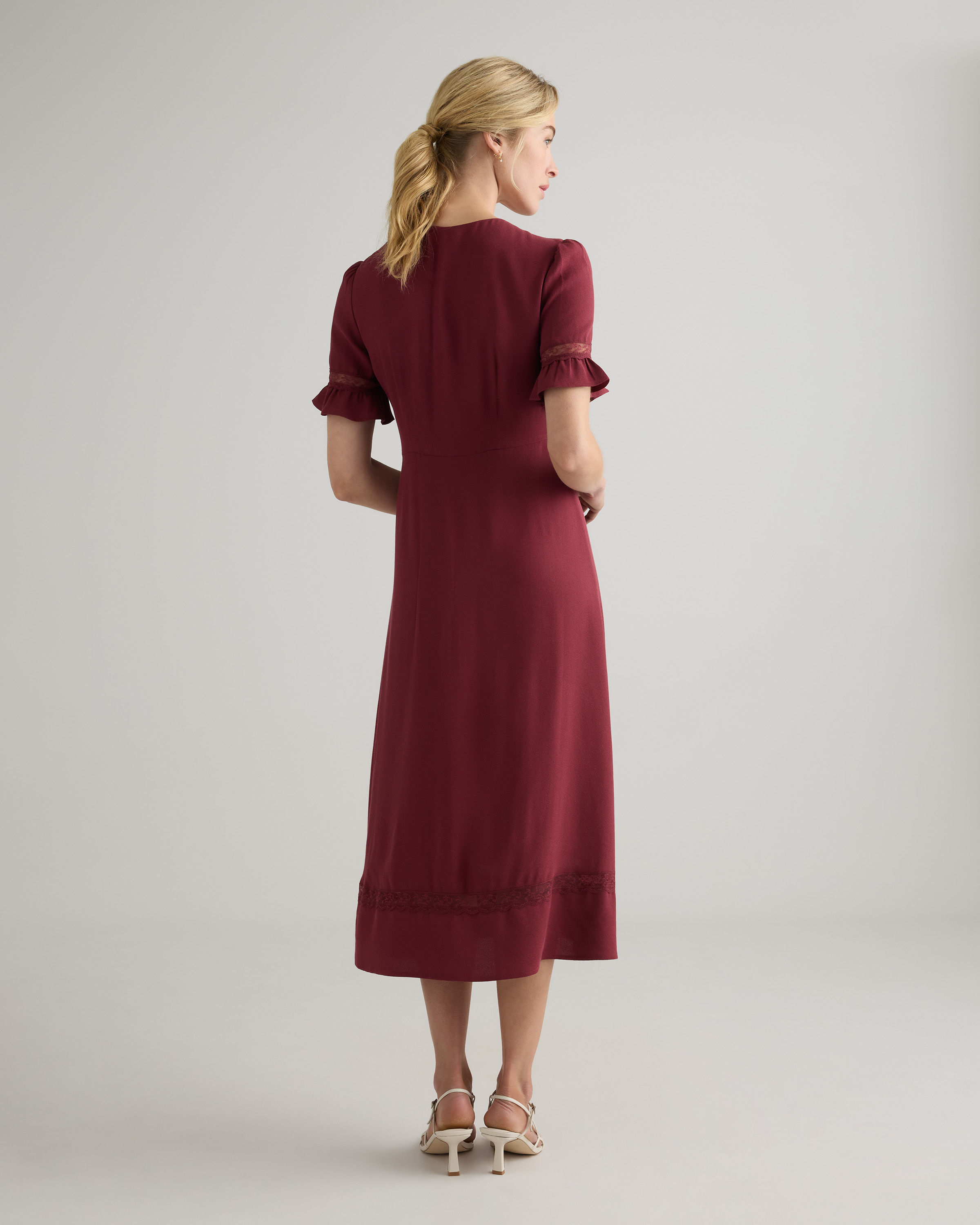 Lightweight Crepe Lace Inset Midi Dress — Image 30