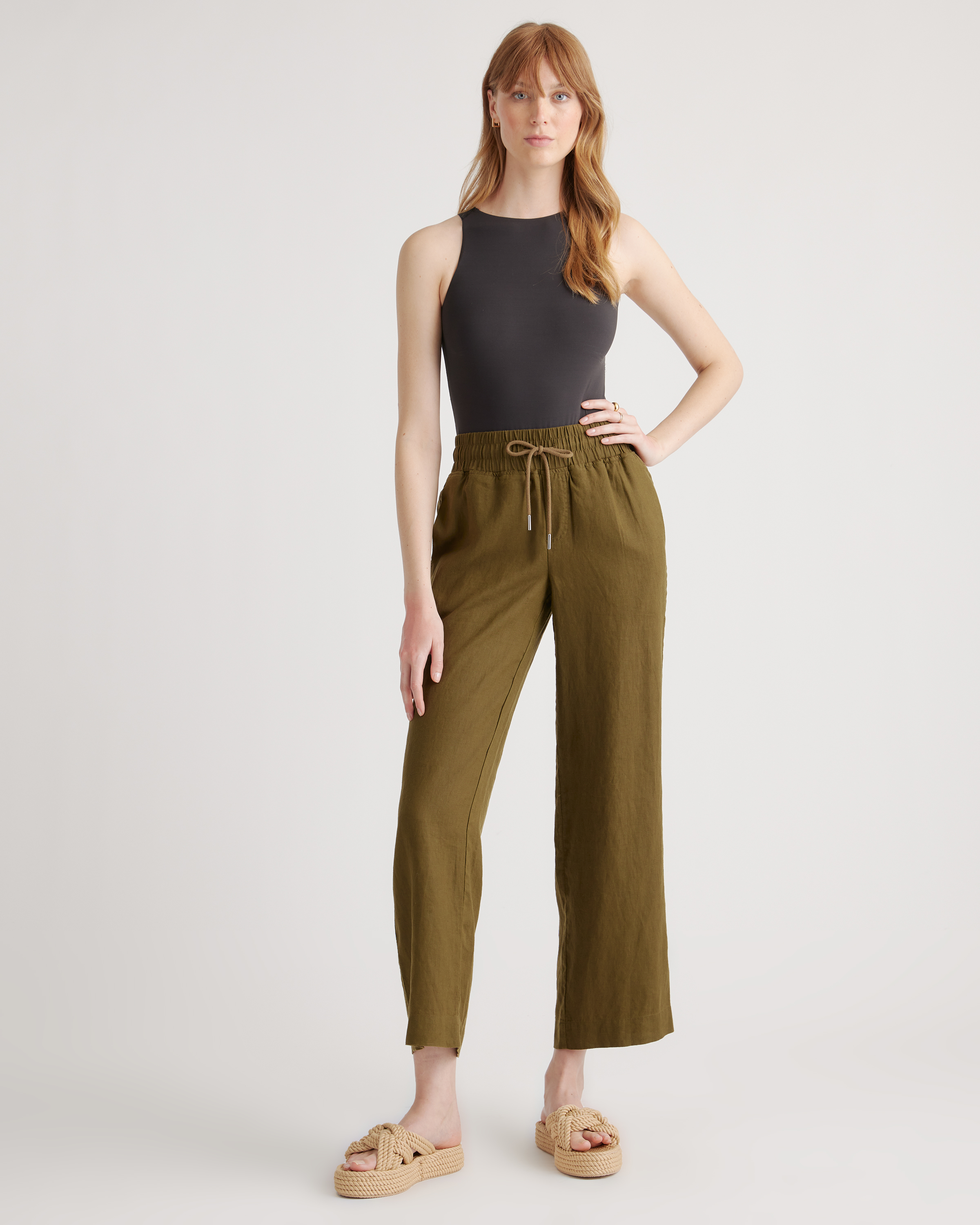 100% European Linen Wide Leg Pants — Image 52