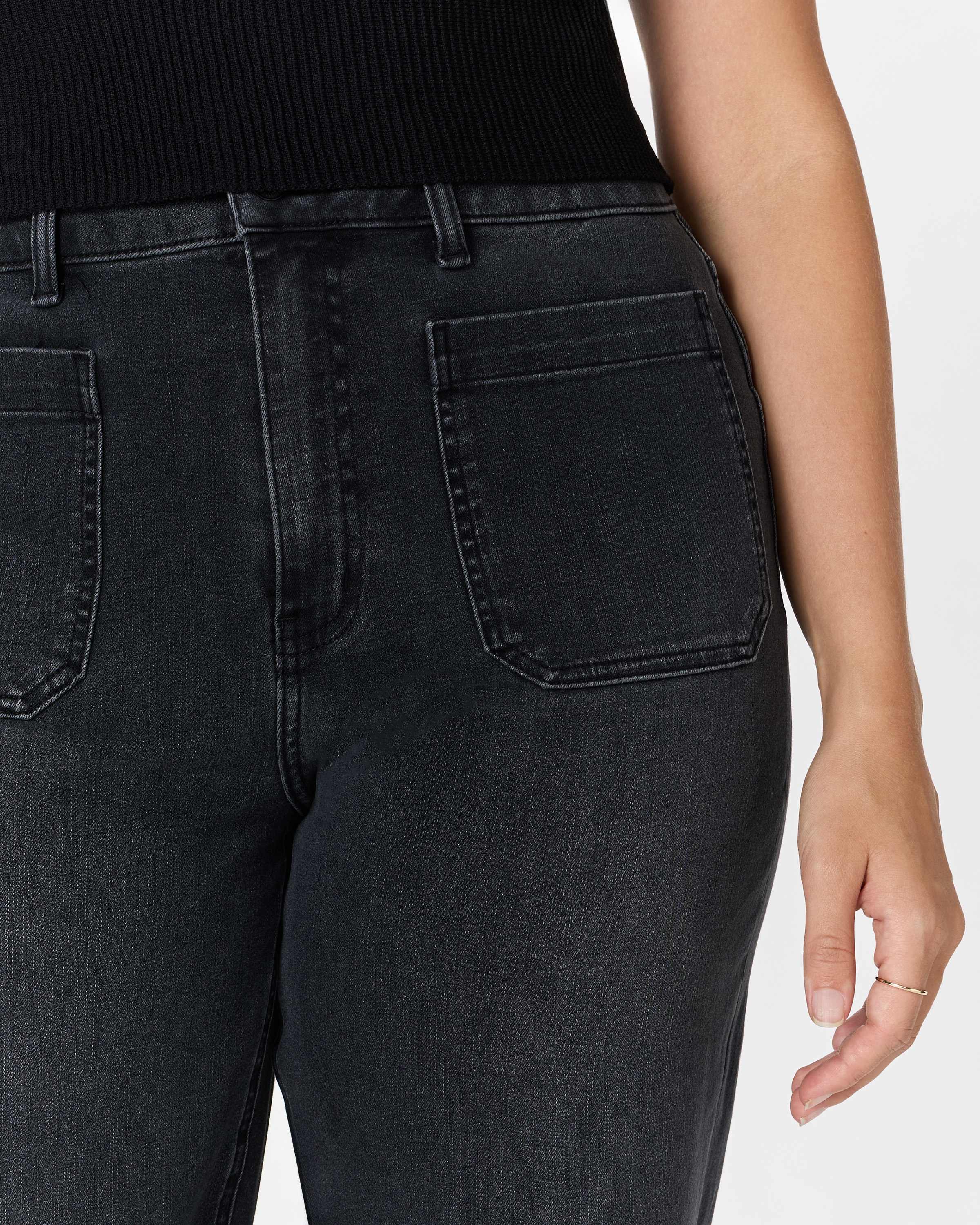 Bella Stretch Patch Pocket Wide Leg Jeans — Image 3