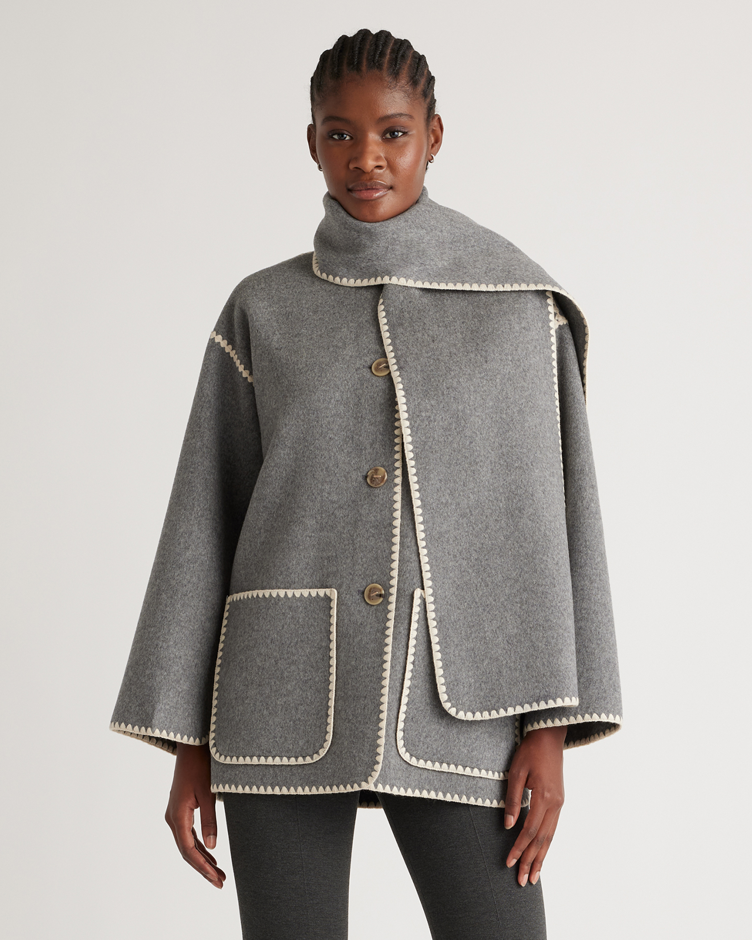 Double-Faced Merino Wool Scarf Coat — Image 12