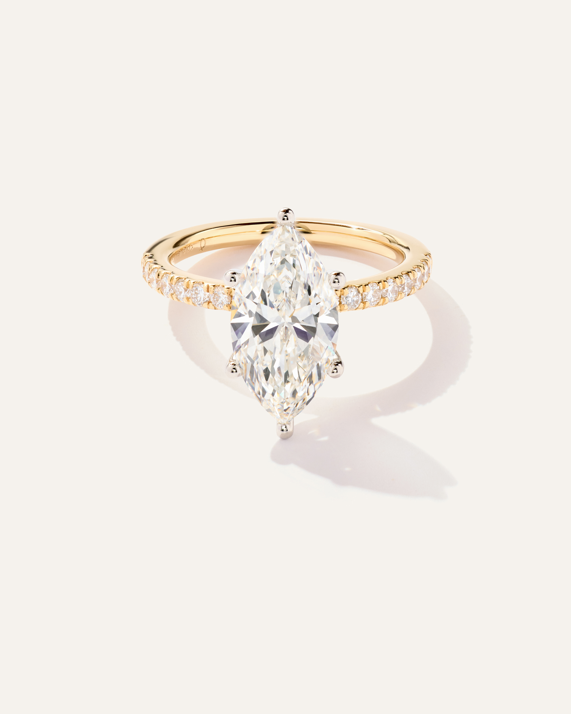 Lab Grown Diamond Marquise Petite Pave Engagement Ring - 3ct — Image 6