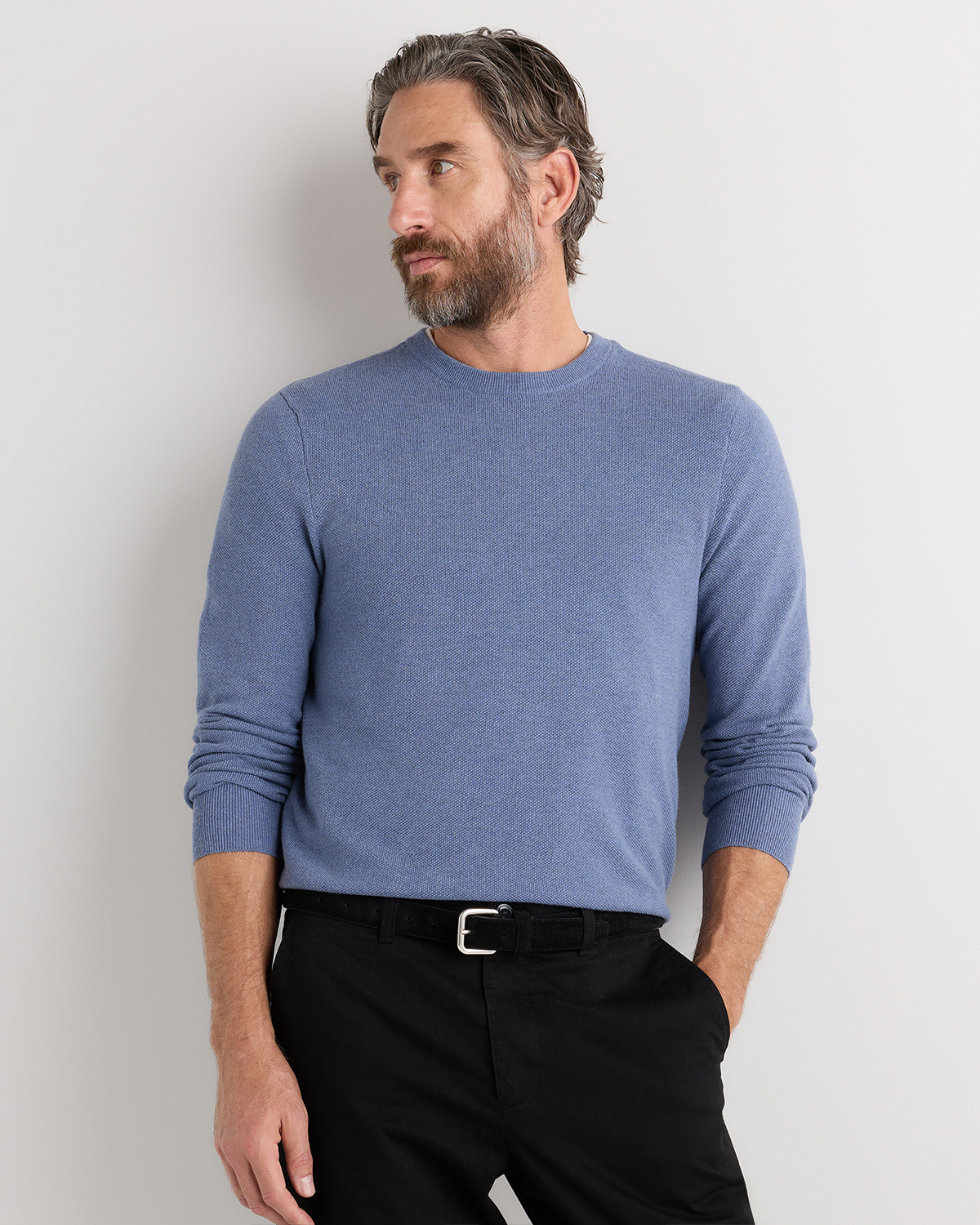 100% Organic Cotton Pique Crewneck Sweater — Image 24