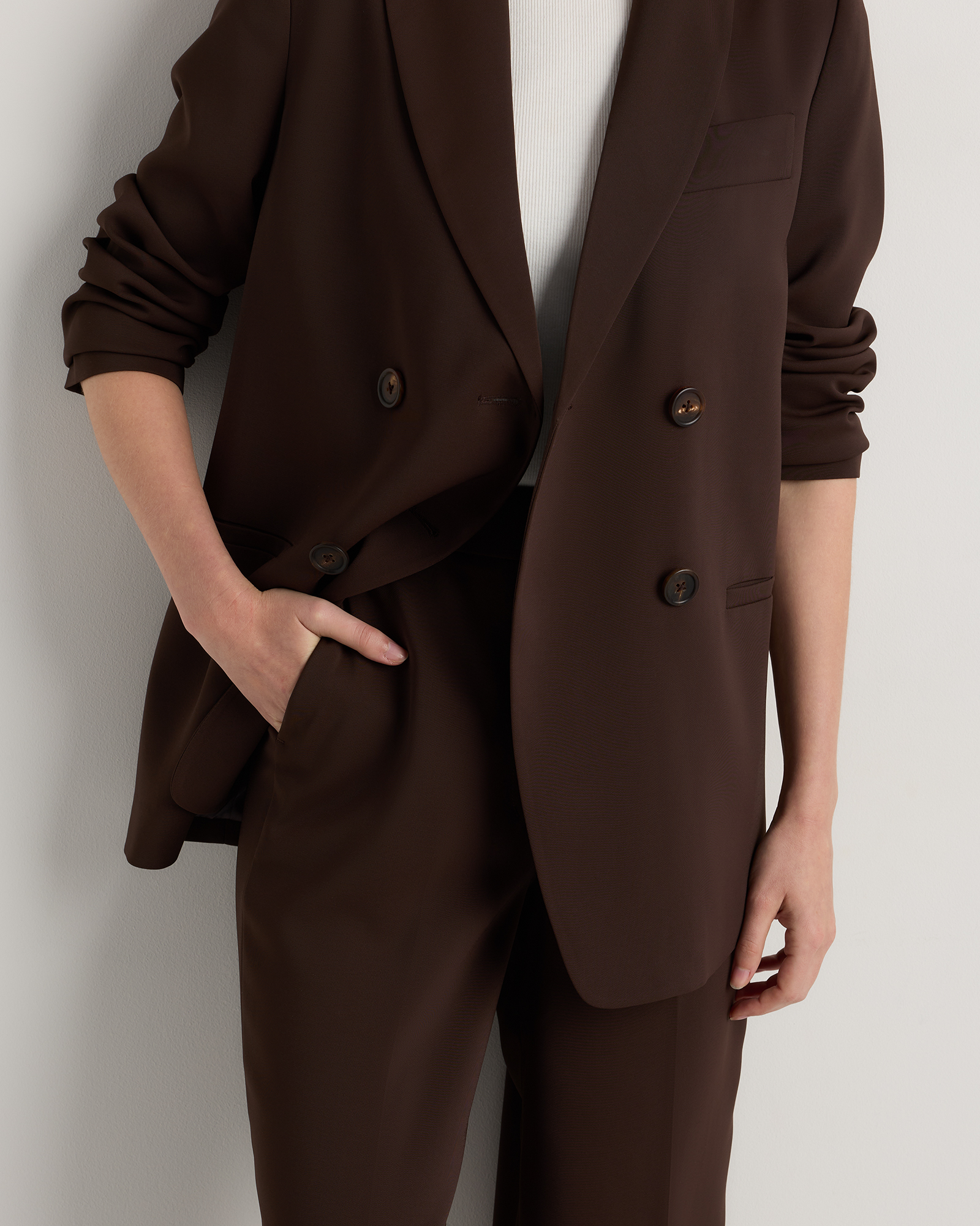 Stretch Crepe Relaxed Double-Breasted Blazer — Image 21