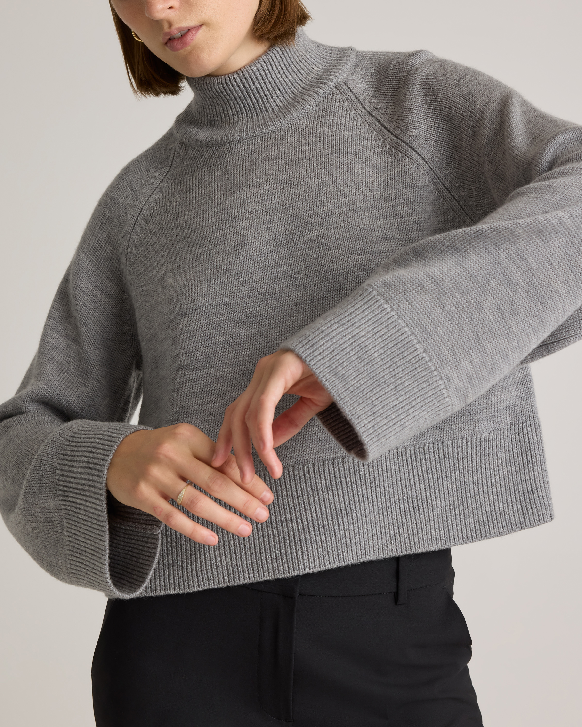 Australian Merino Wool Cropped Mock Neck Sweater — Image 6