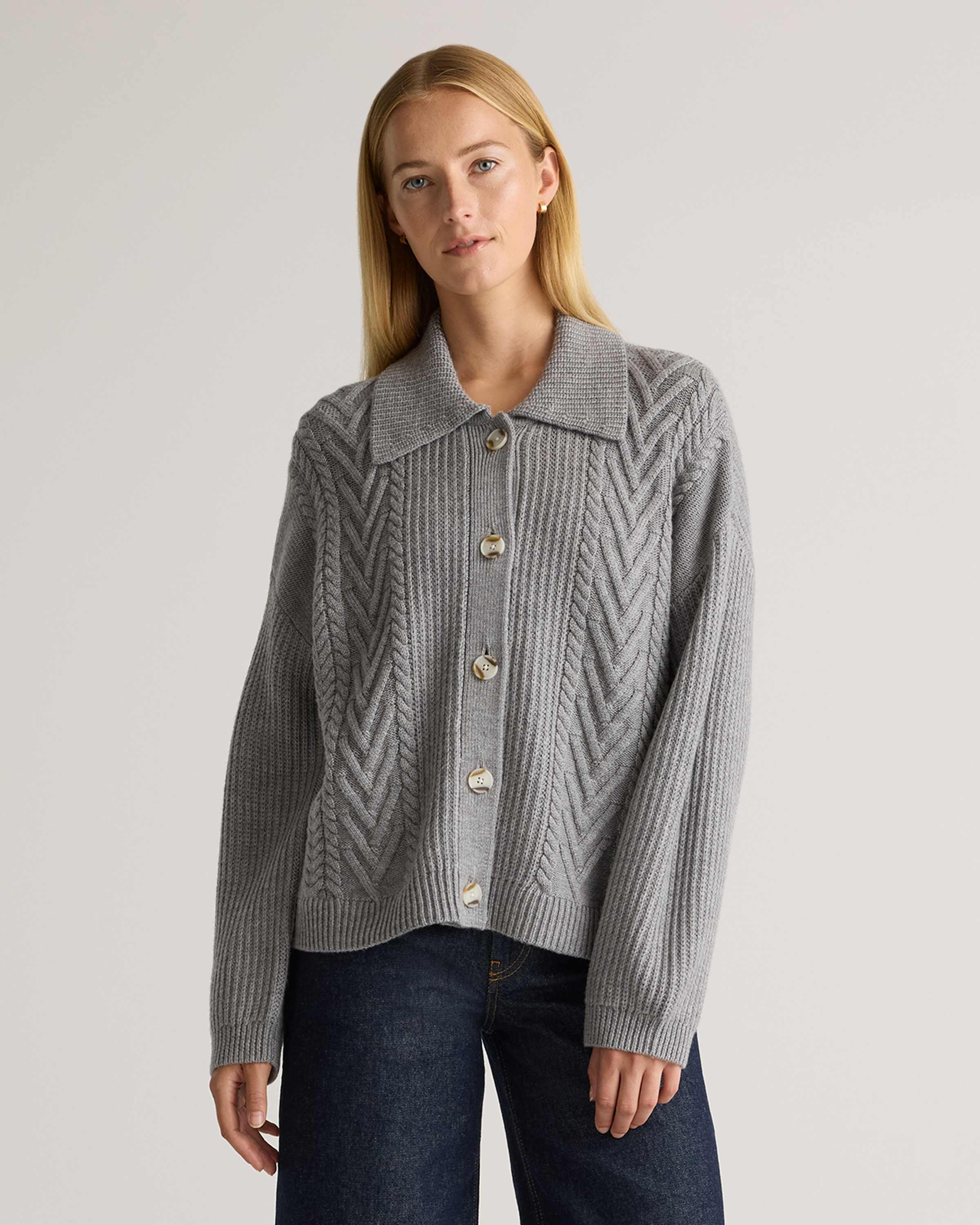 Australian Merino Wool Collared Cable Cardigan — Image 15
