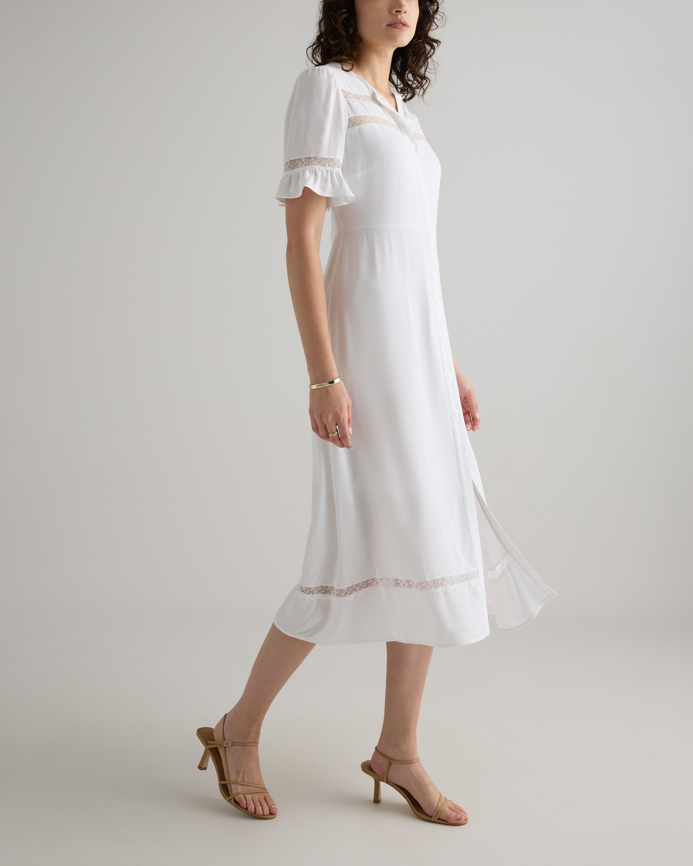 Lightweight Crepe Lace Inset Midi Dress — Image 27