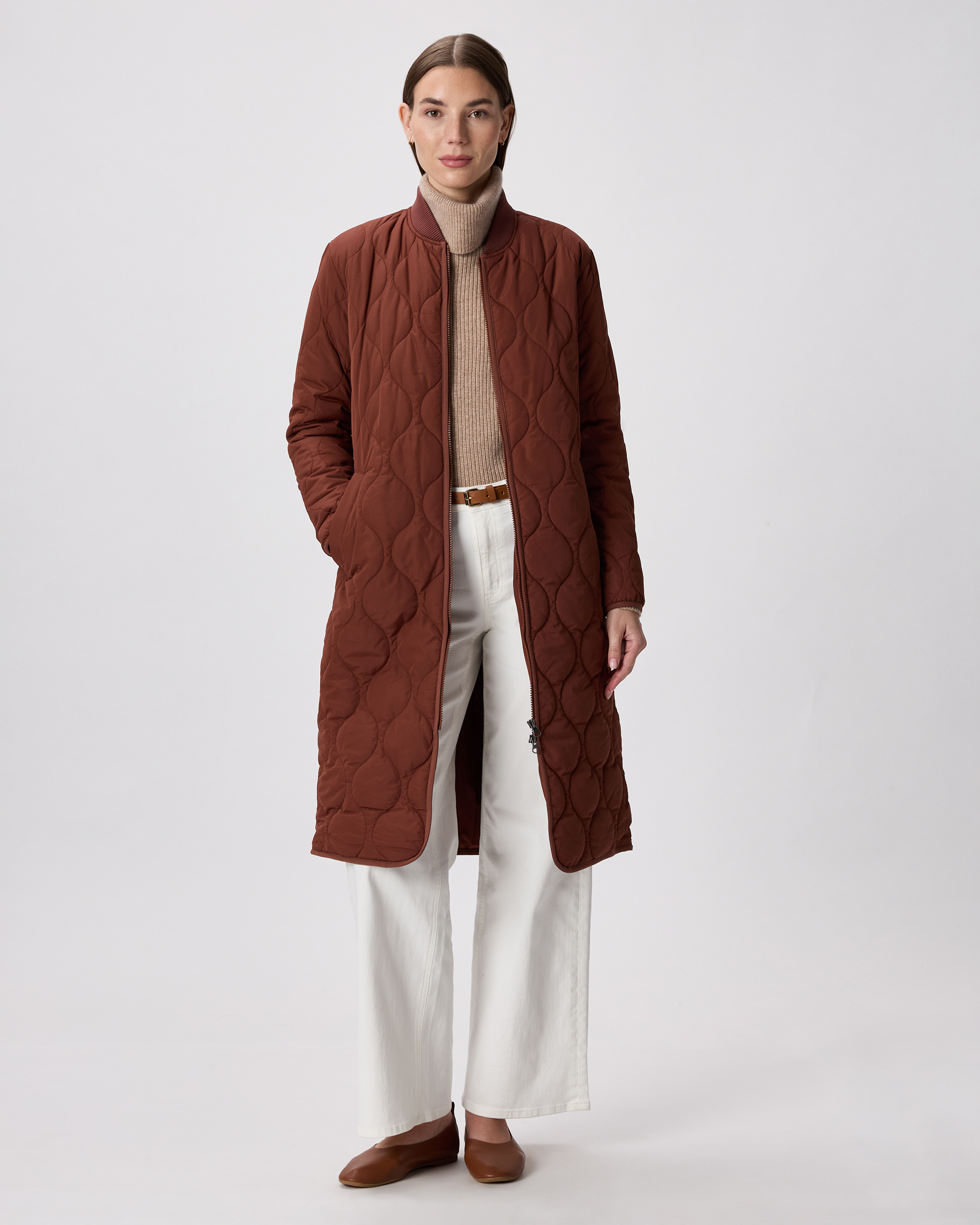 Featherless Quilted Puffer Long Coat — Image 11