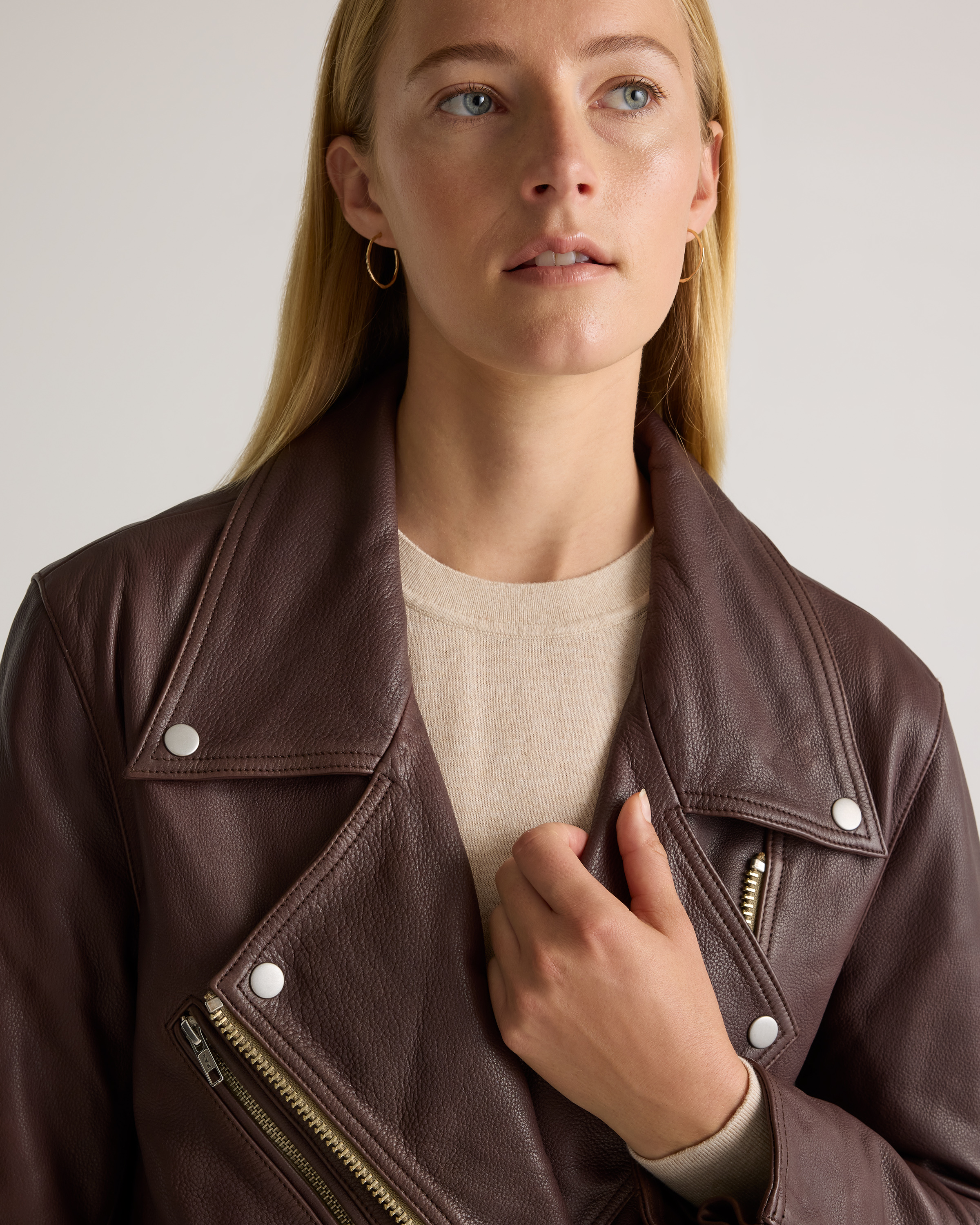 100% Leather Oversized Biker Jacket — Image 9