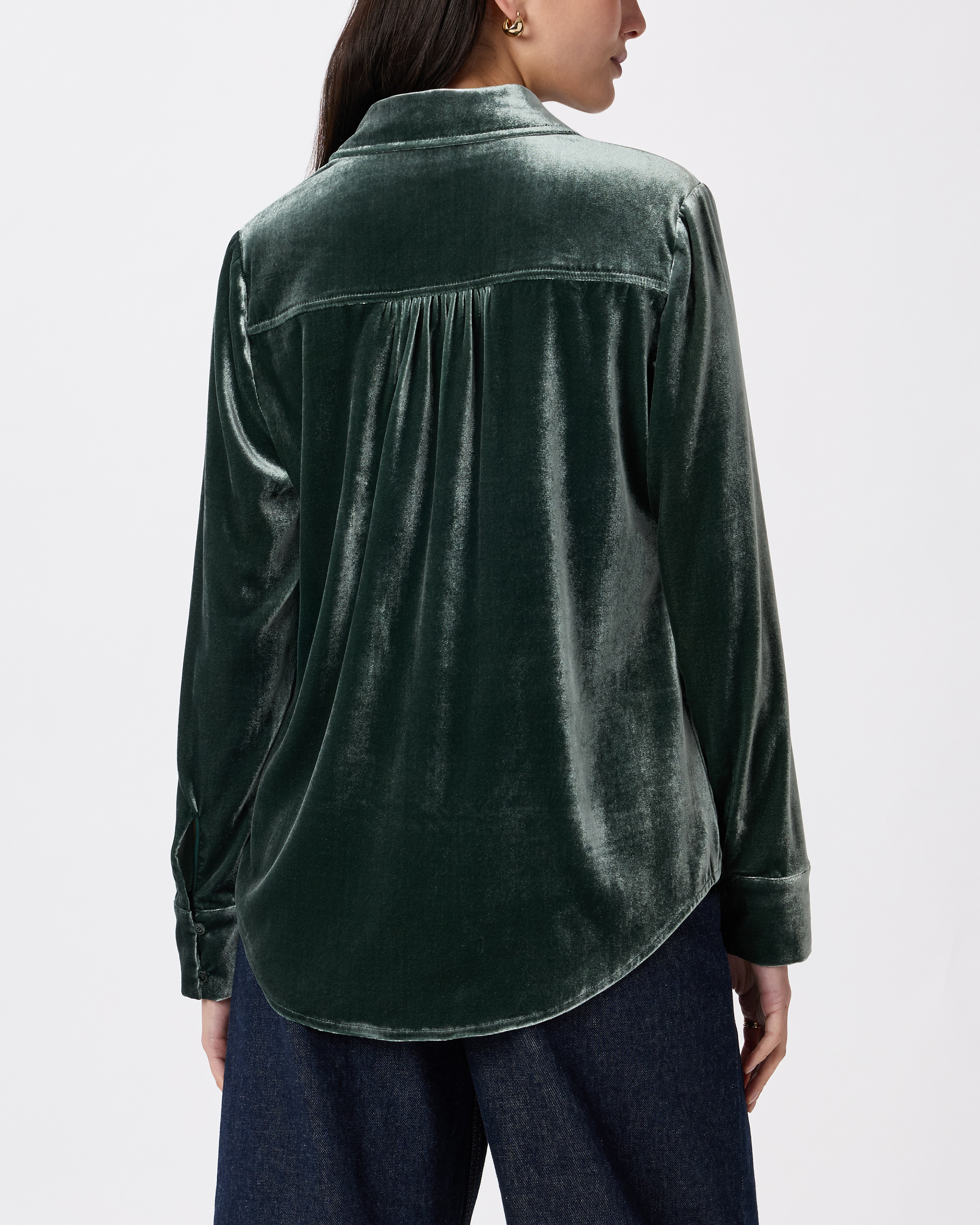 Stretch Silk Velvet Long Sleeve Shirt — Image 6