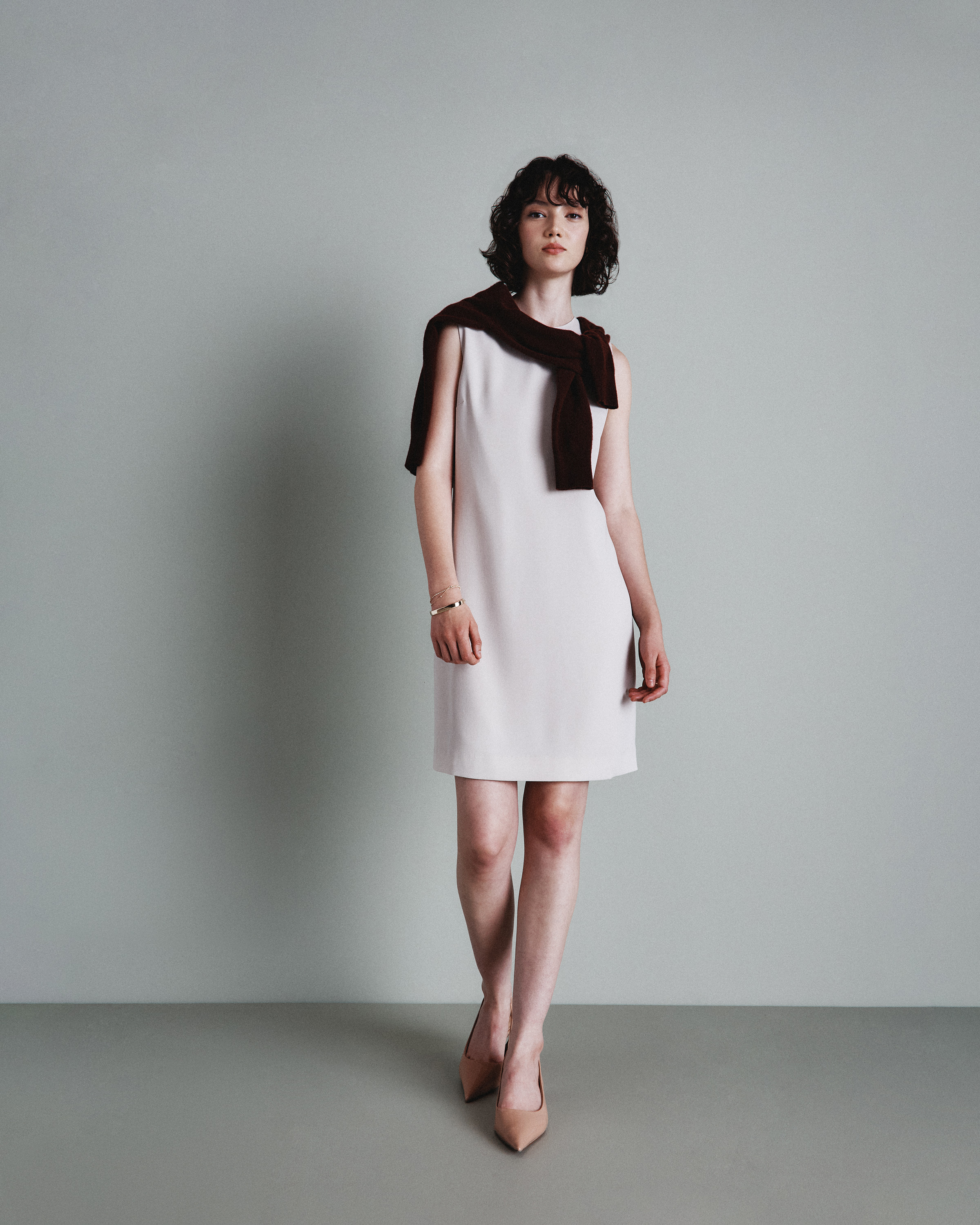 Fluid Crepe Sleeveless Shift Dress — Image 5