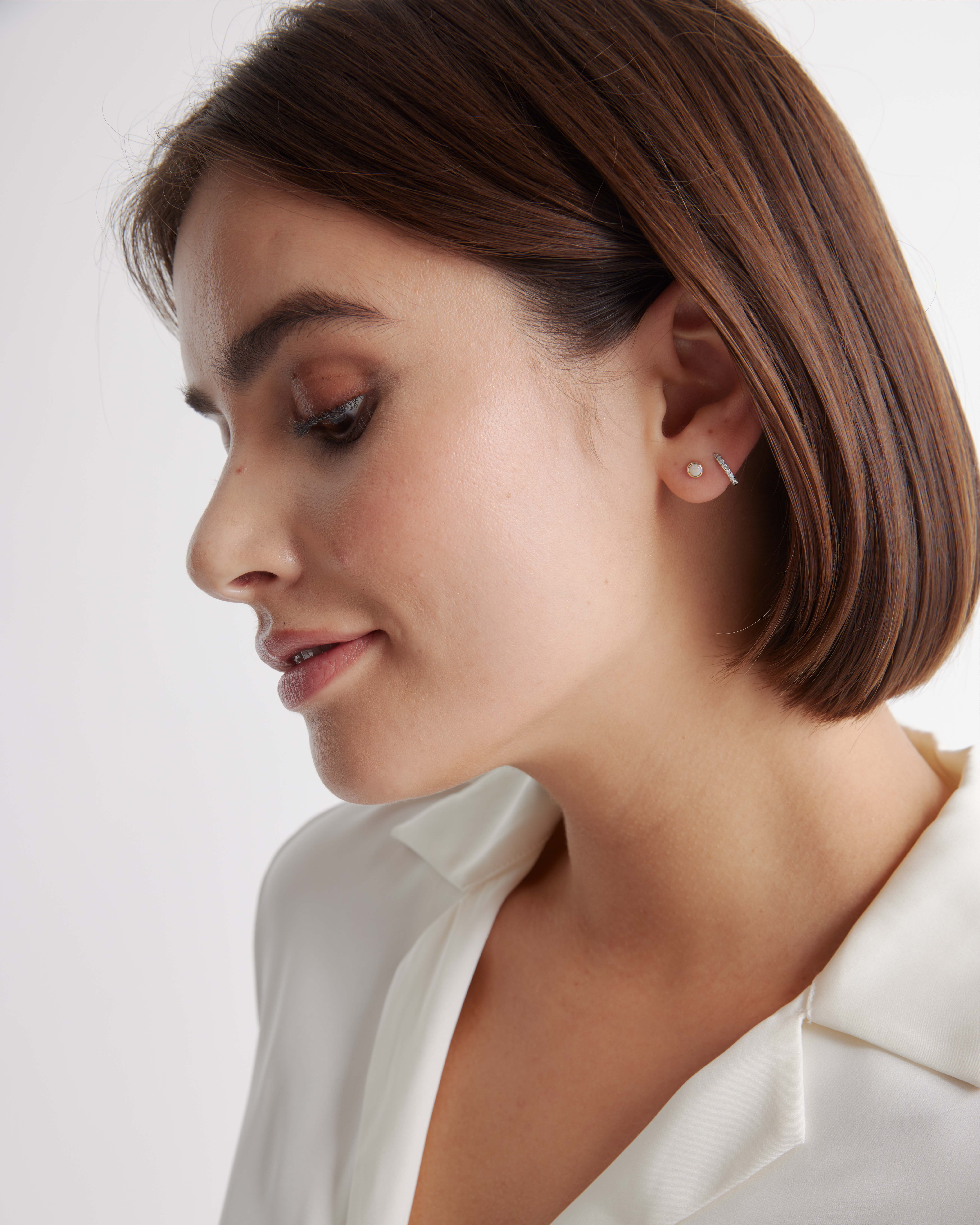 14K Gold Mini Opal Cabochon Studs — Image 3