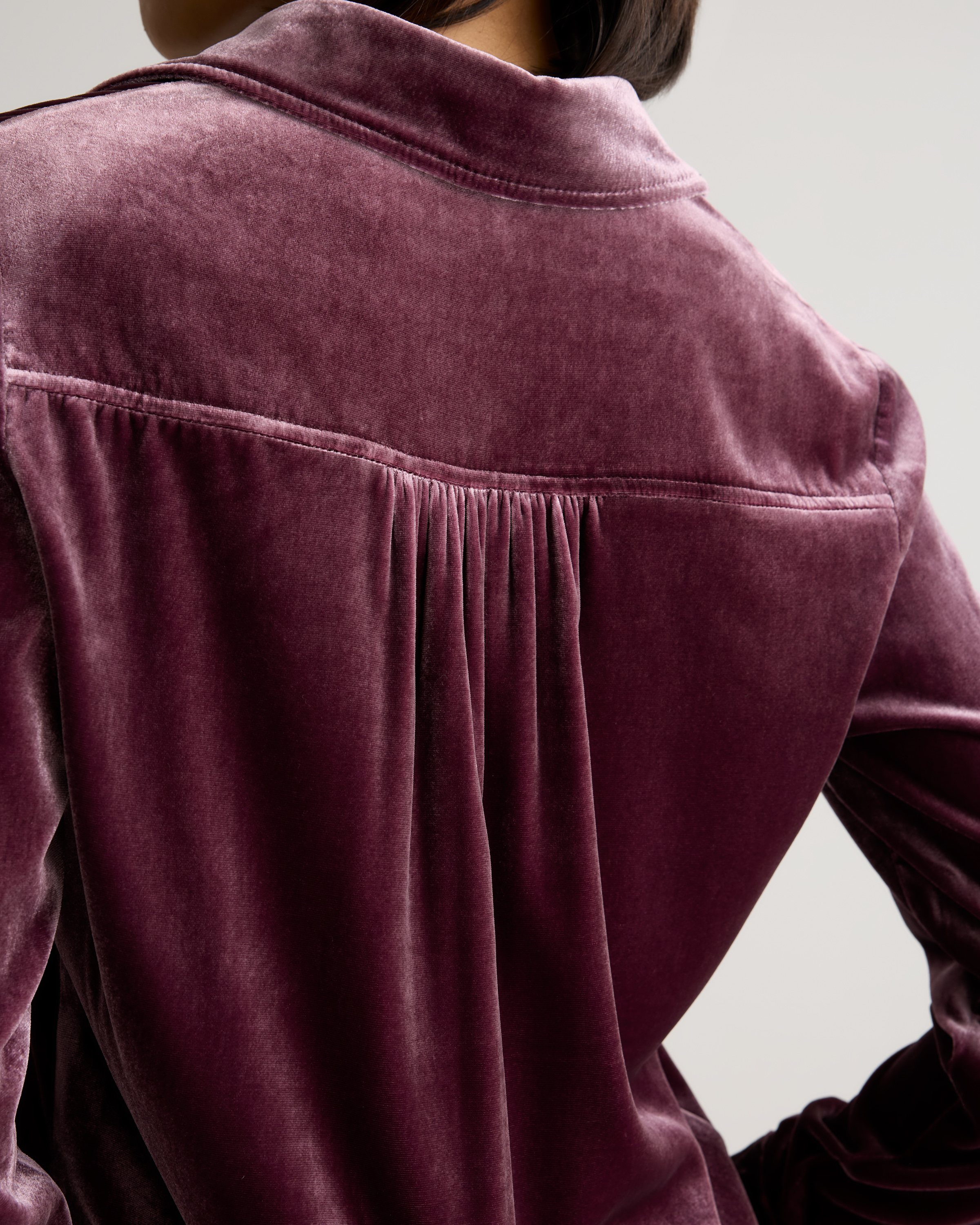 Stretch Silk Velvet Long Sleeve Shirt — Image 26