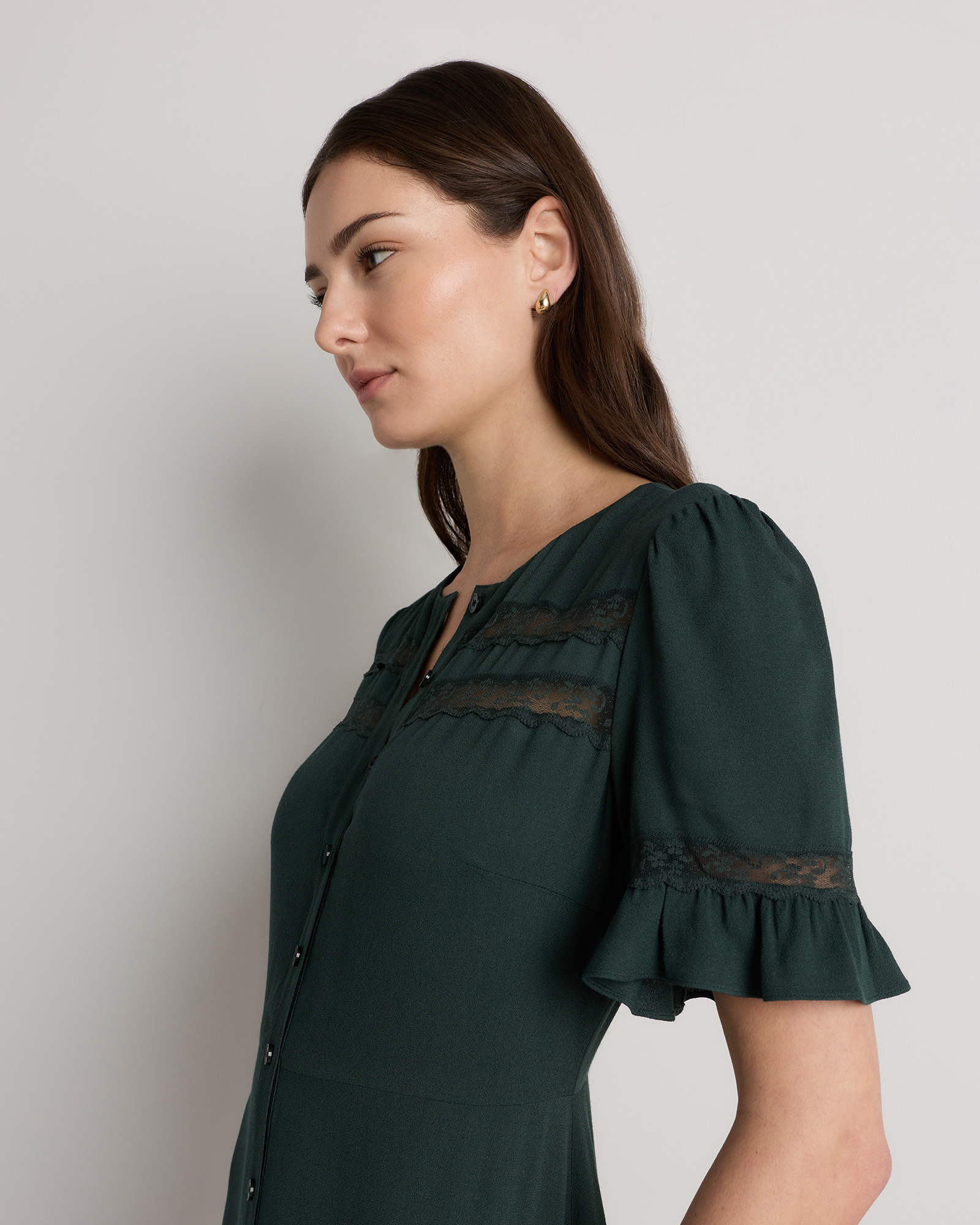 Lightweight Crepe Lace Inset Midi Dress — Image 13