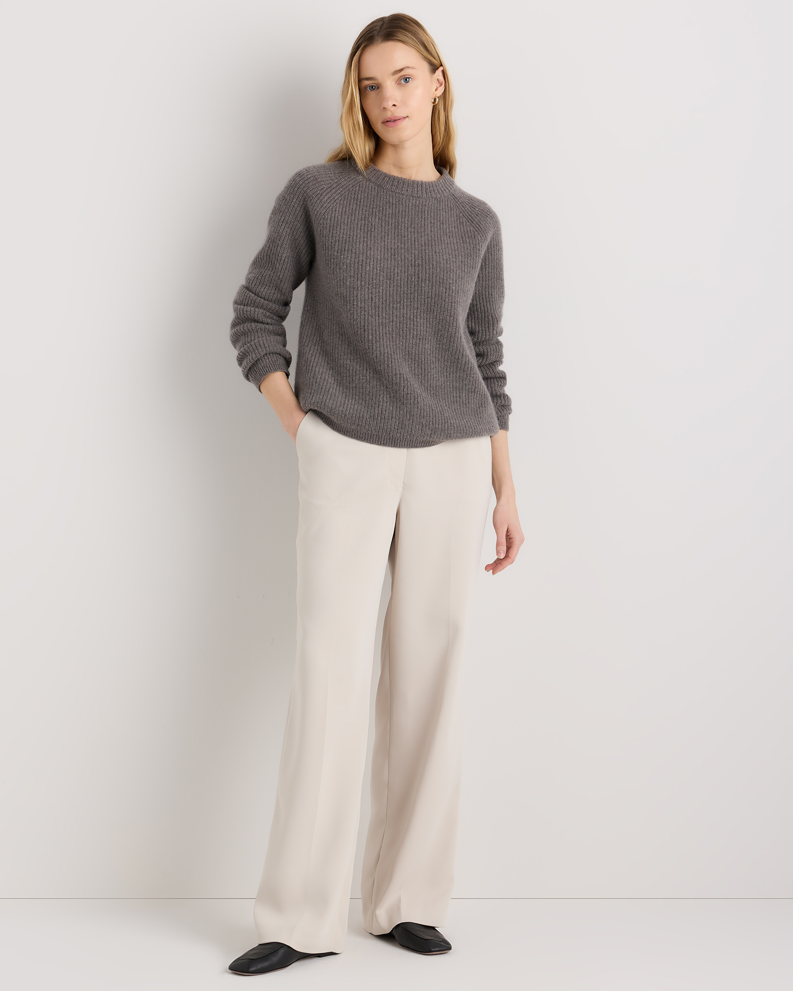 Mongolian Cashmere Fisherman Crewneck Sweater — Image 86