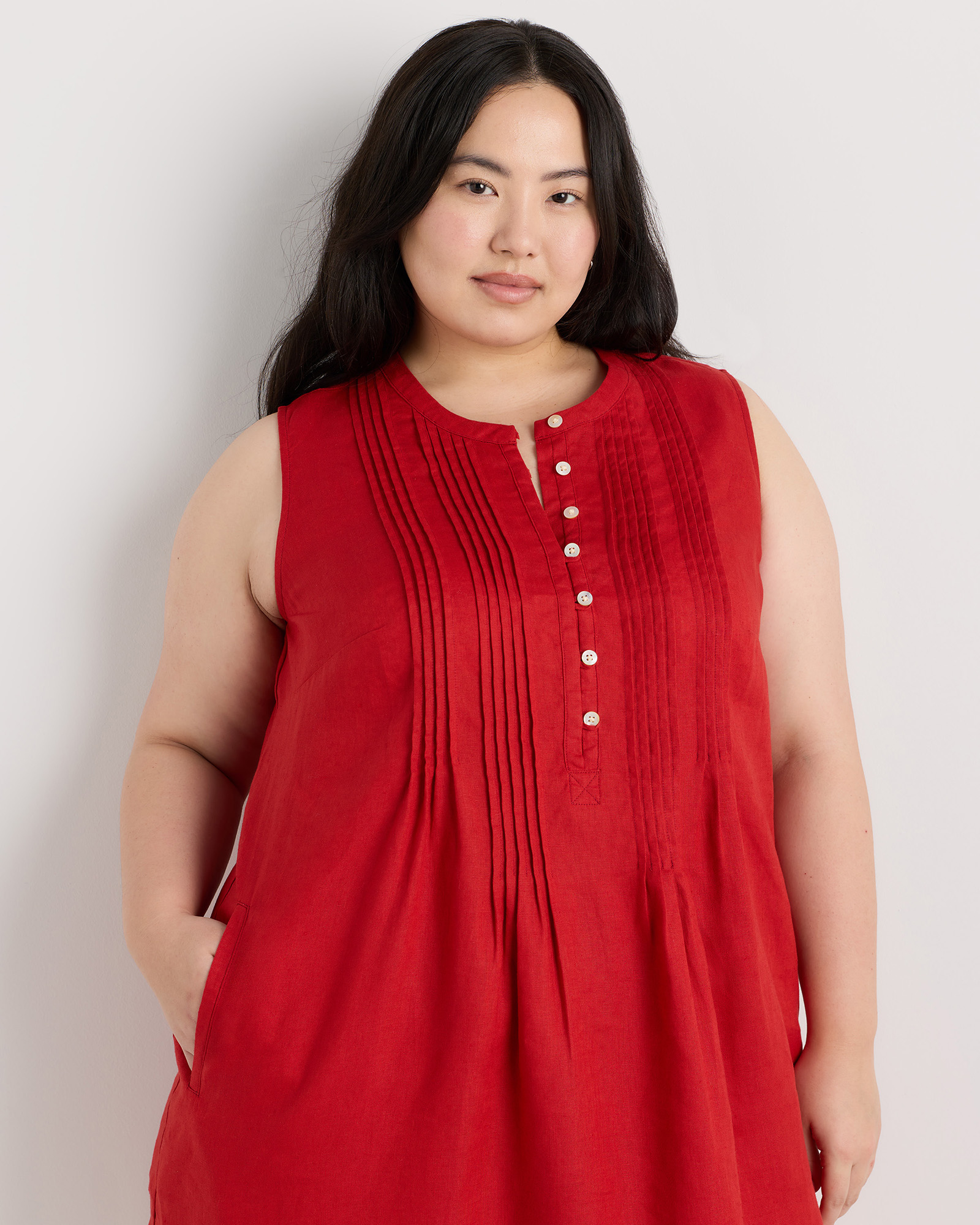 100% European Linen Sleeveless Swing Dress — Image 28