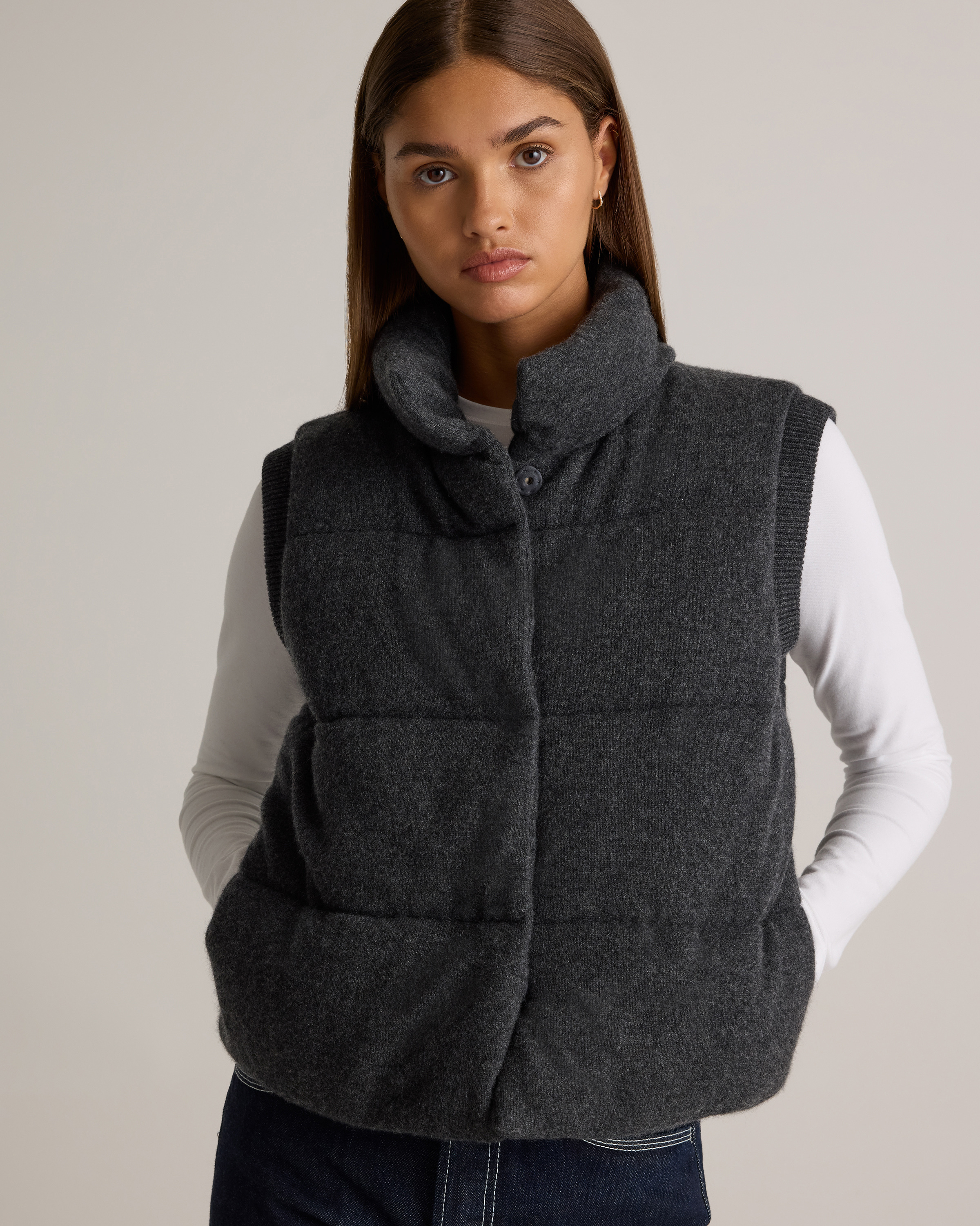 Mongolian Cashmere Puffer Vest — Image 6