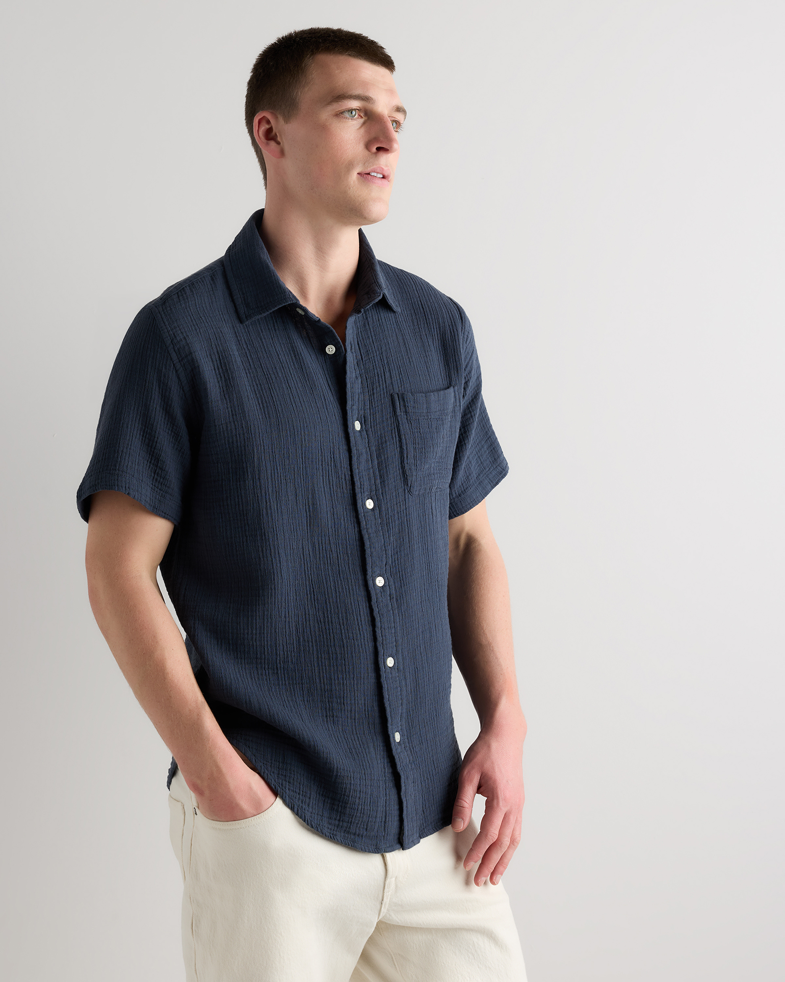 100% Organic Cotton Gauze Short Sleeve Shirt — Image 4