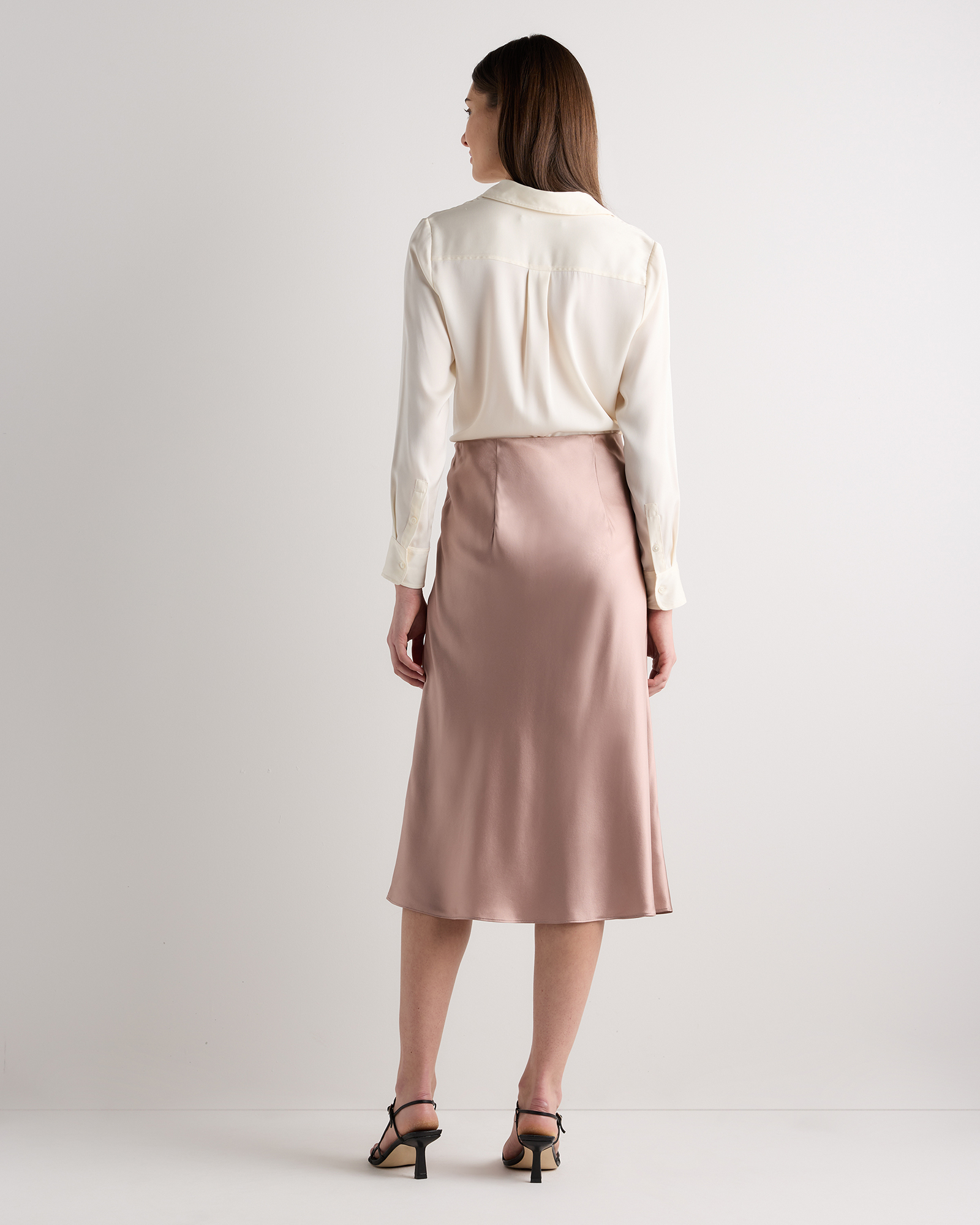 forest-green 100% Washable Silk Skirt — Image 90