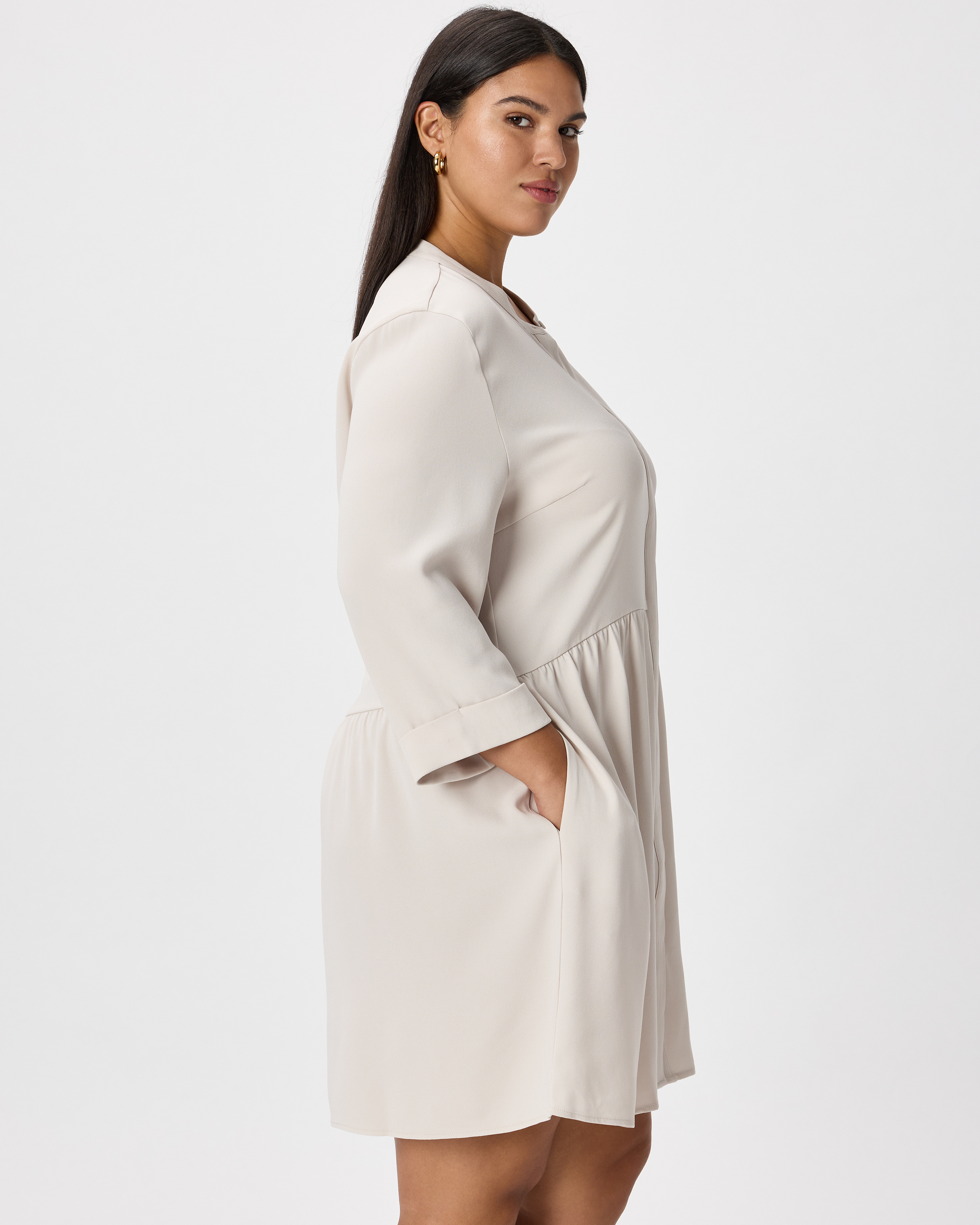 Fluid Crepe Shirt Dress — Image 6
