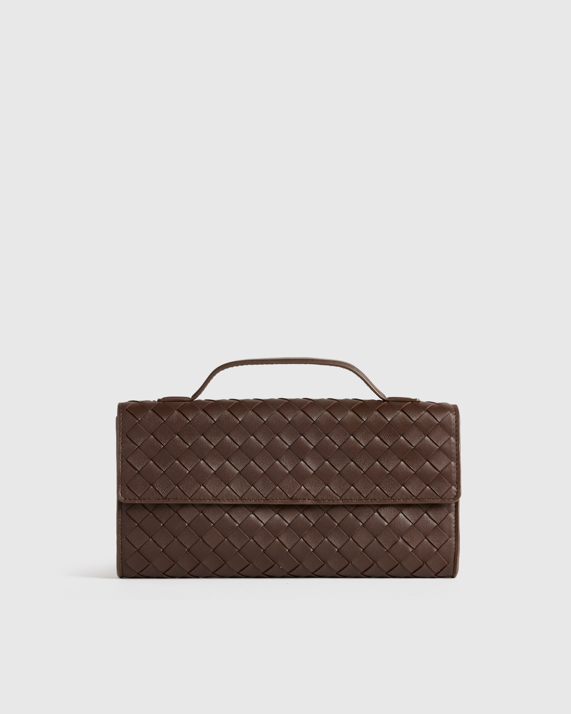 Italian Leather Handwoven Top Handle Clutch — Image 13