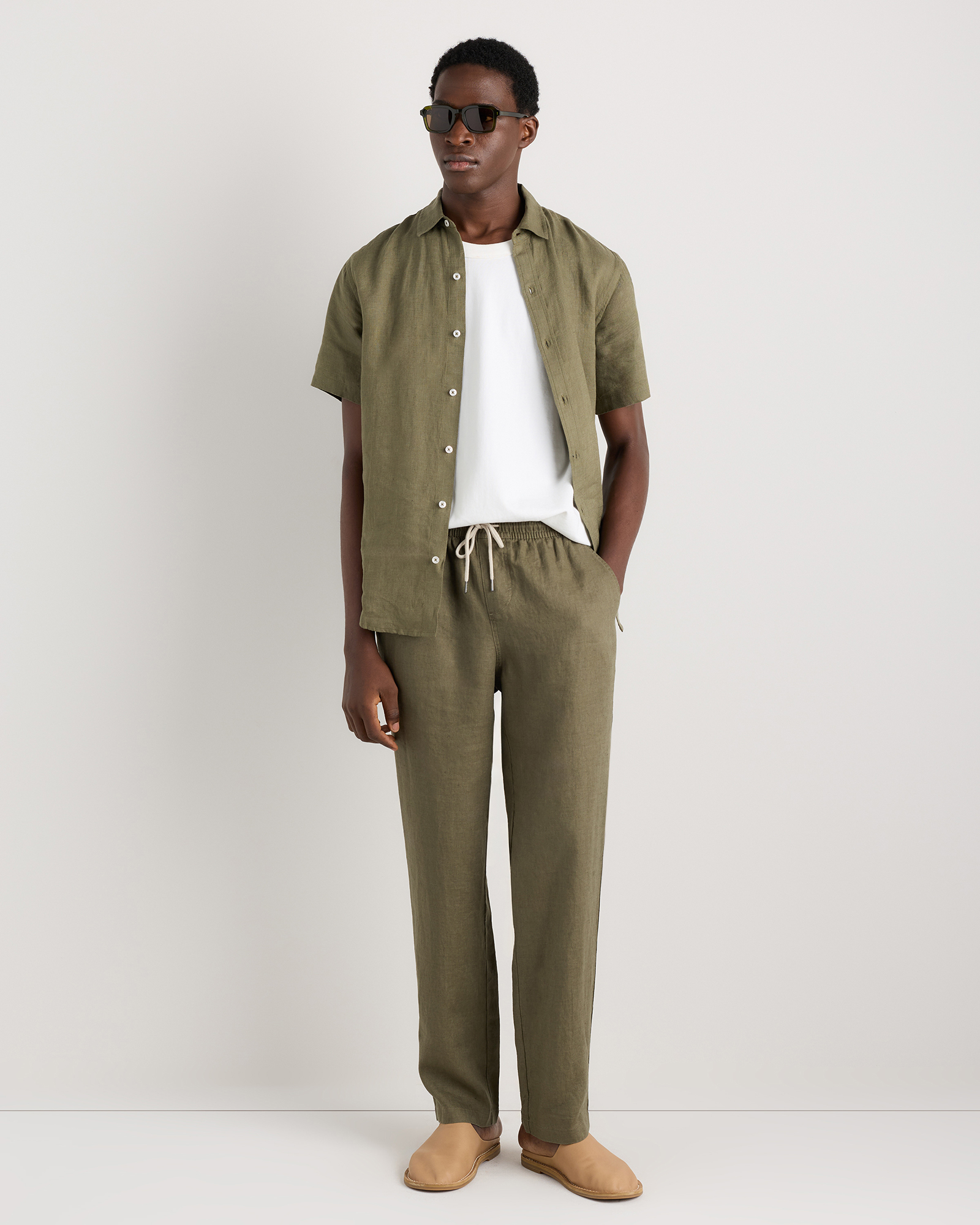 100% European Linen Drawstring Beach Pants — Image 32