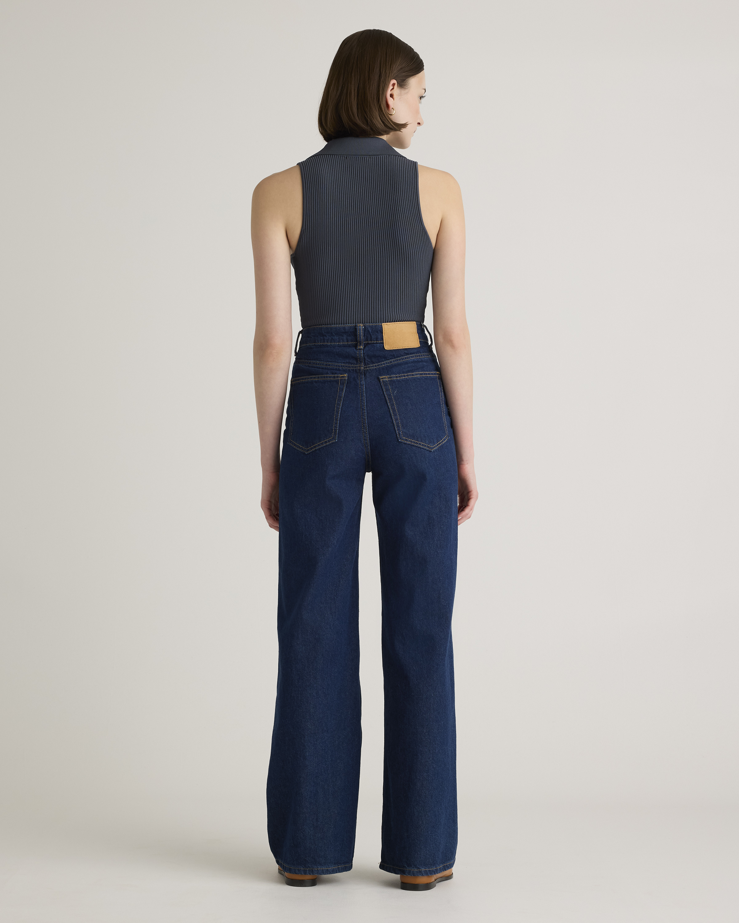 Cropped Polo Ribbed Knit Tank — Image 4