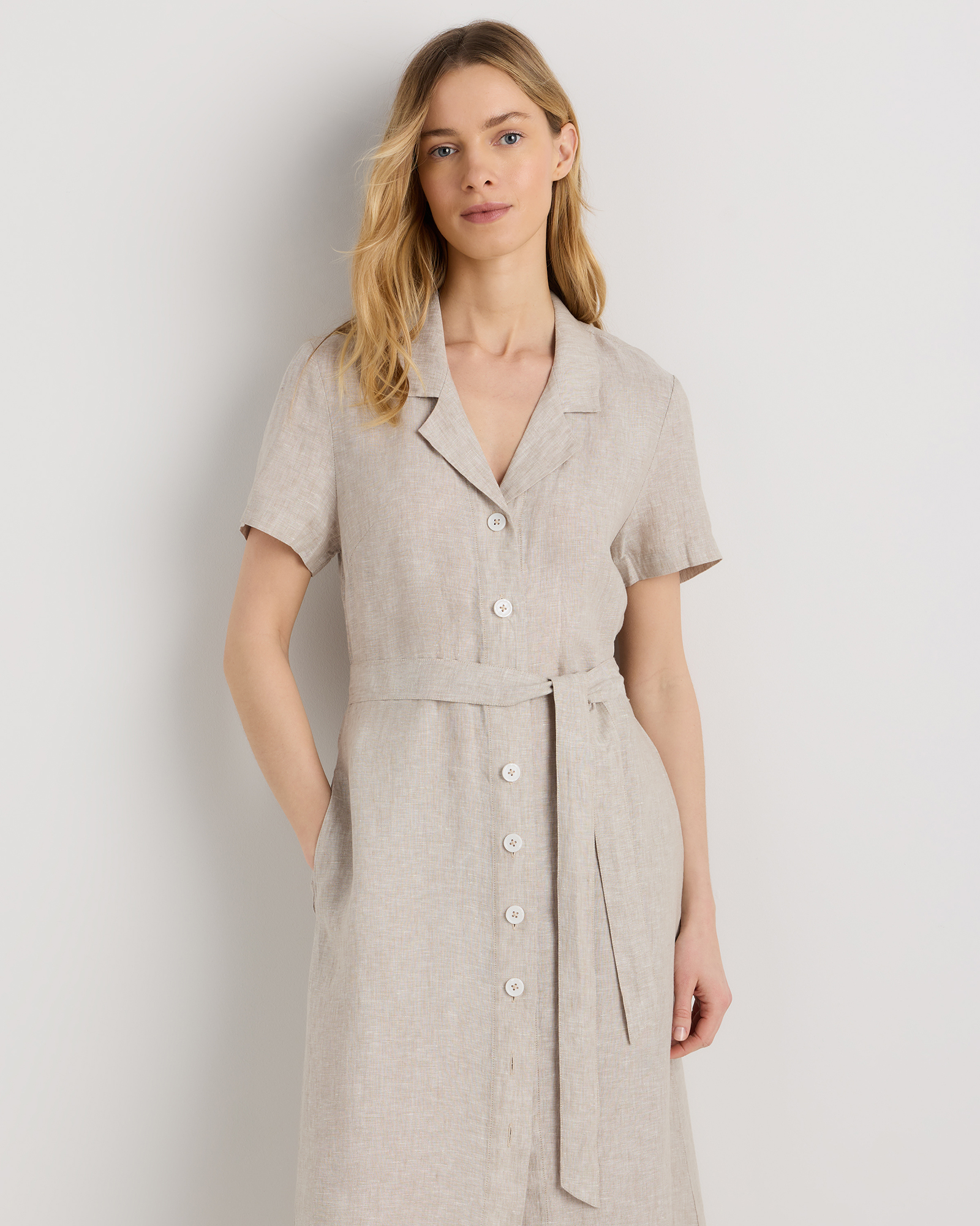 100% European Linen Button Front Dress — Image 59