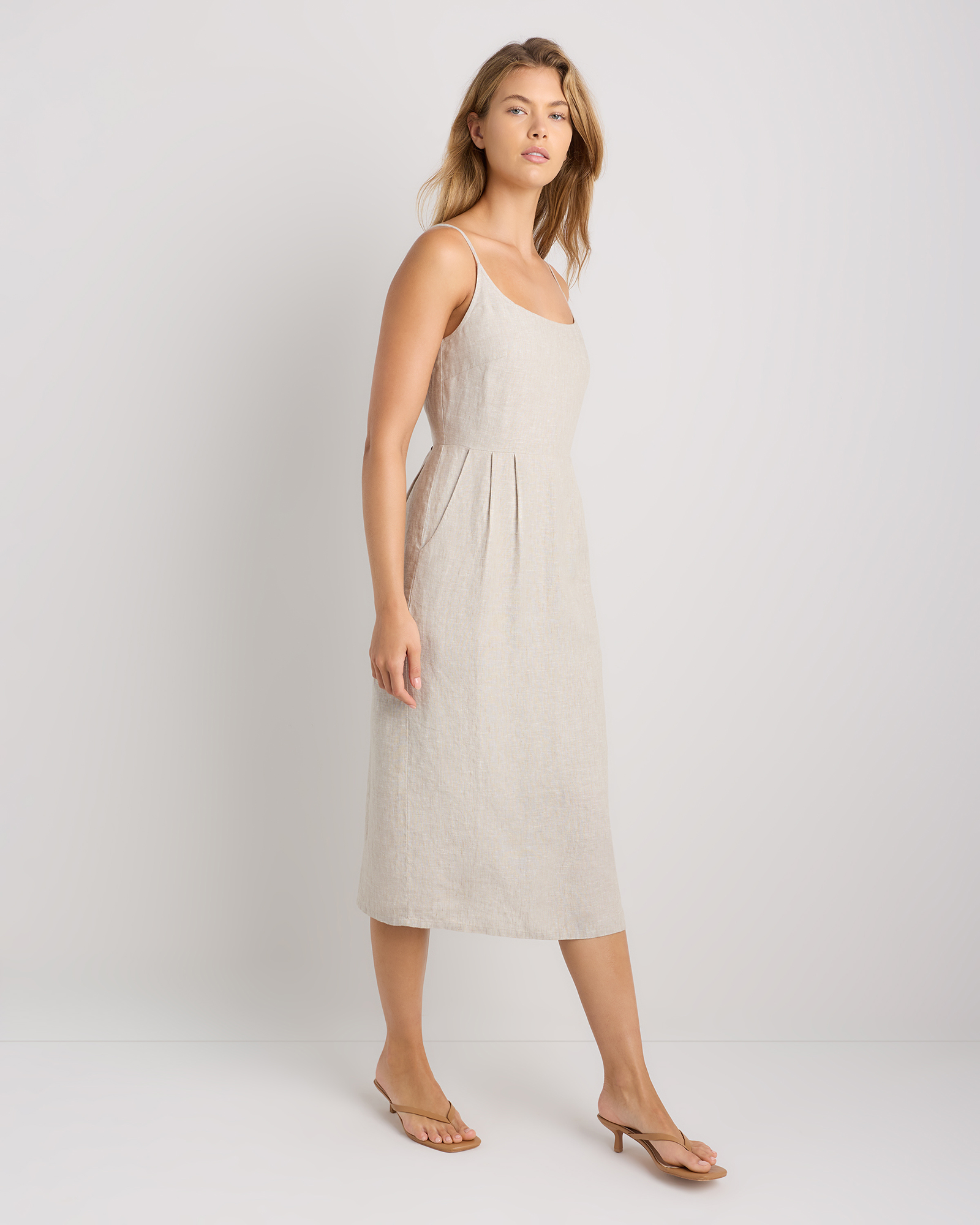 100% European Linen Scoop Neck Midi Dress — Image 59