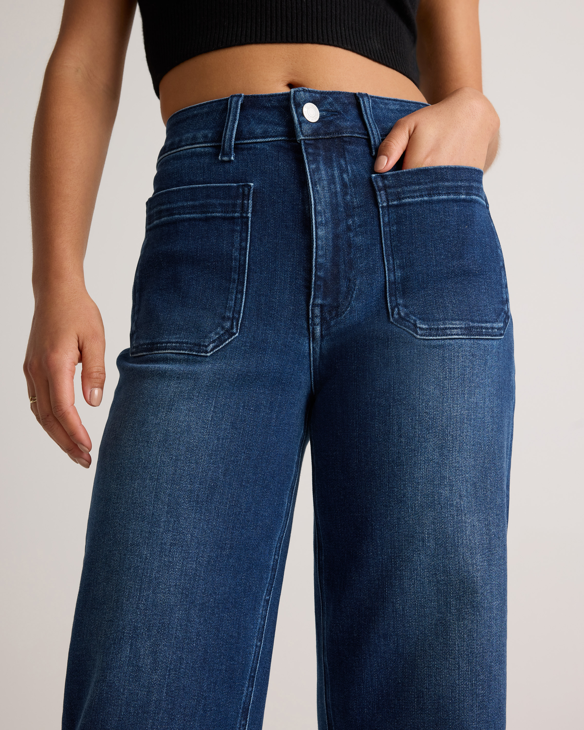 Bella Stretch Patch Pocket Wide Leg Jeans — Image 4