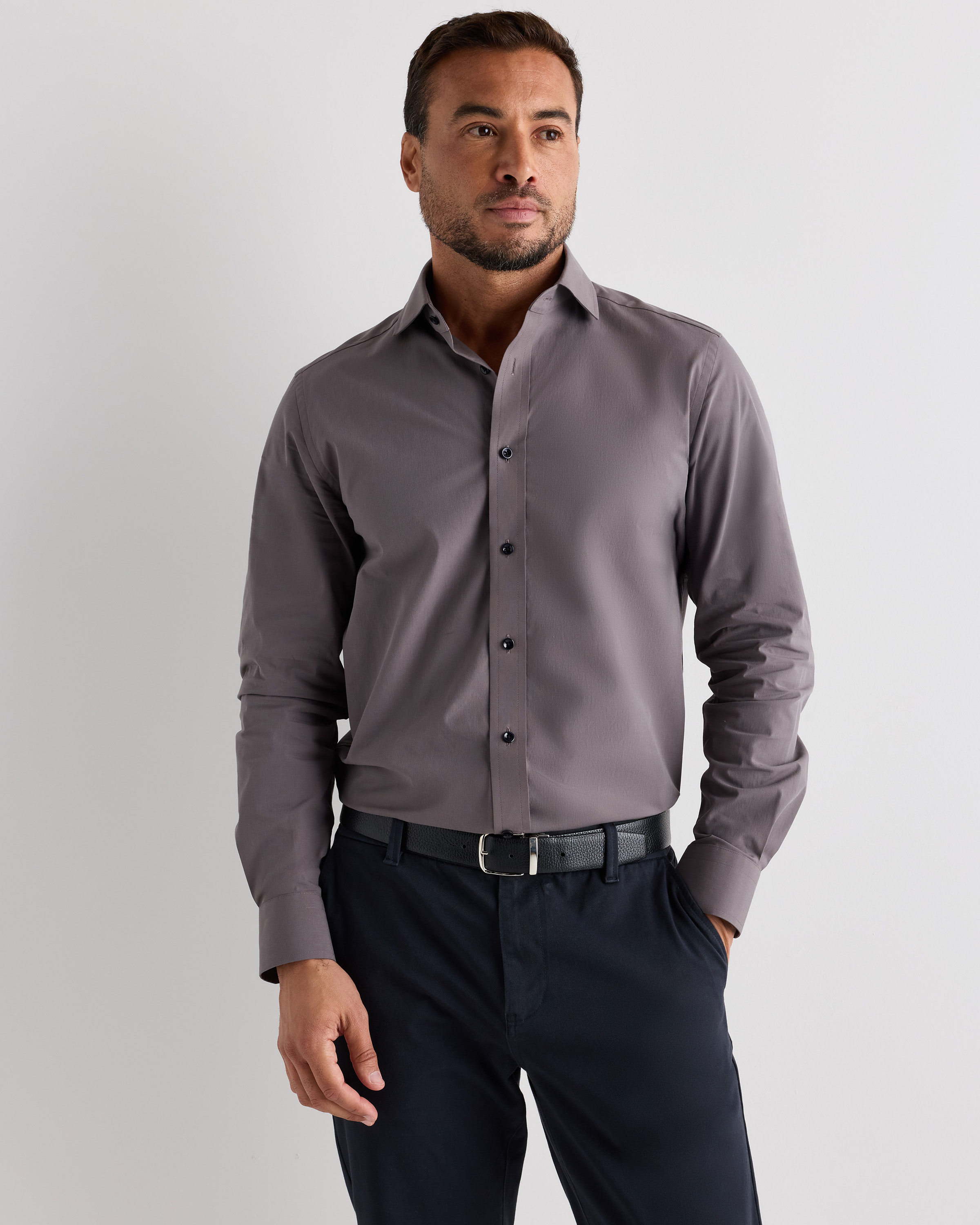 Organic Cotton Stretch Poplin Dress Shirt — Image 21
