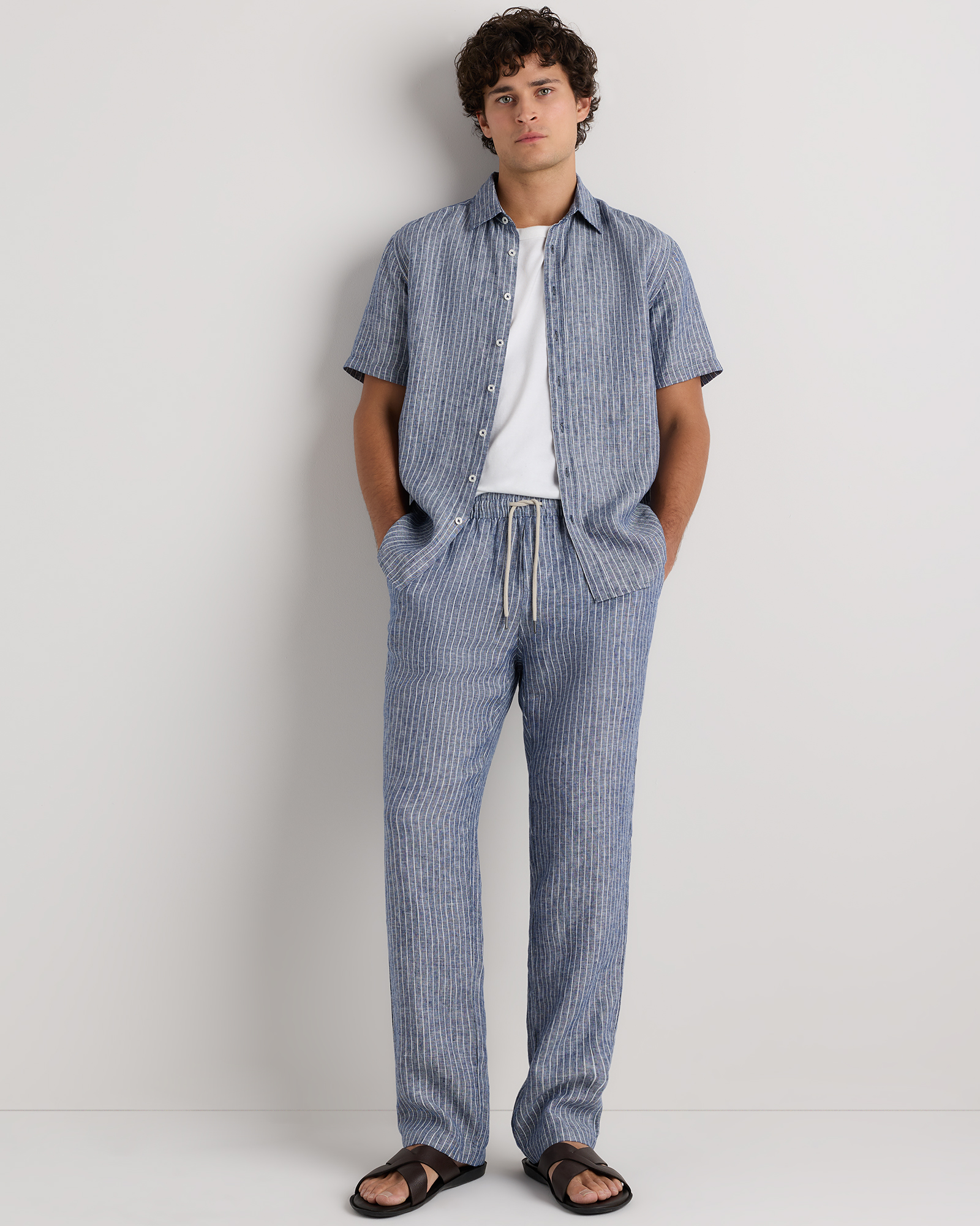 100% European Linen Drawstring Beach Pants — Image 34