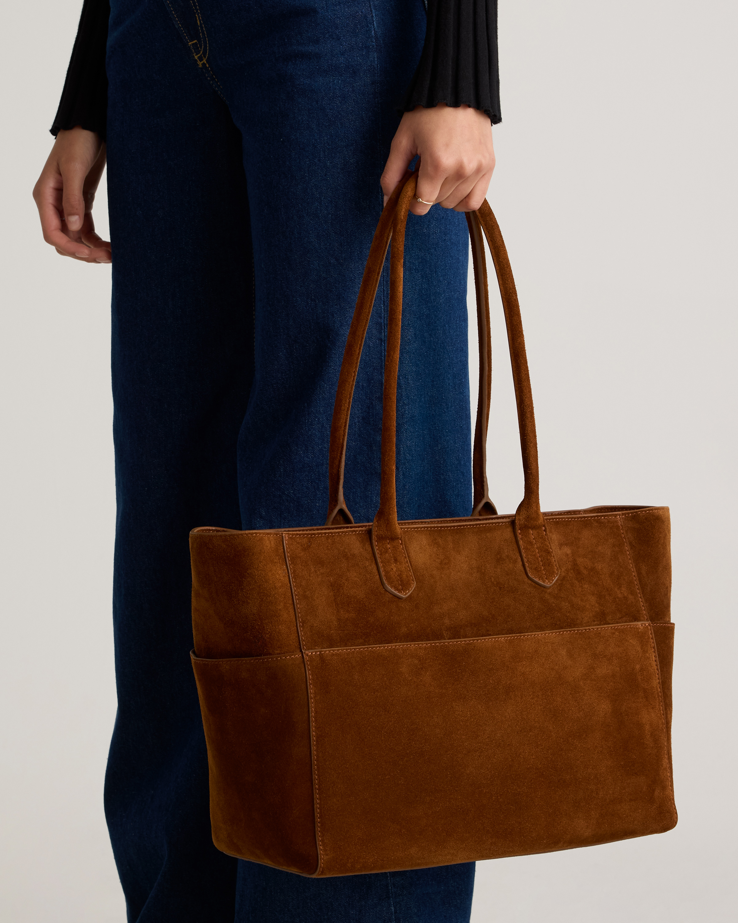 Italian Suede Shopper Tote — Image 8