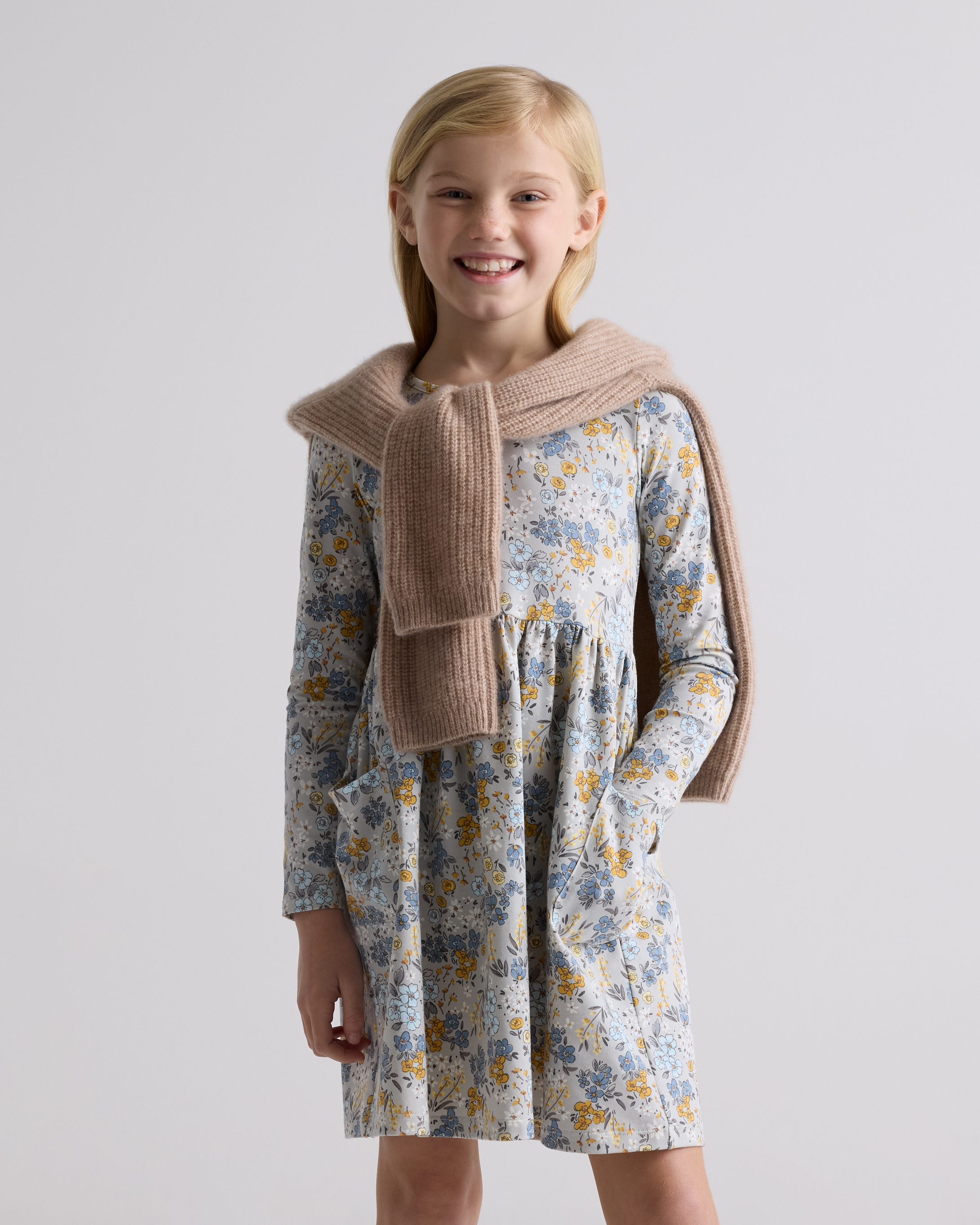 Organic Cotton Long Sleeve Fit and Flare Pocket Dress — Image 10