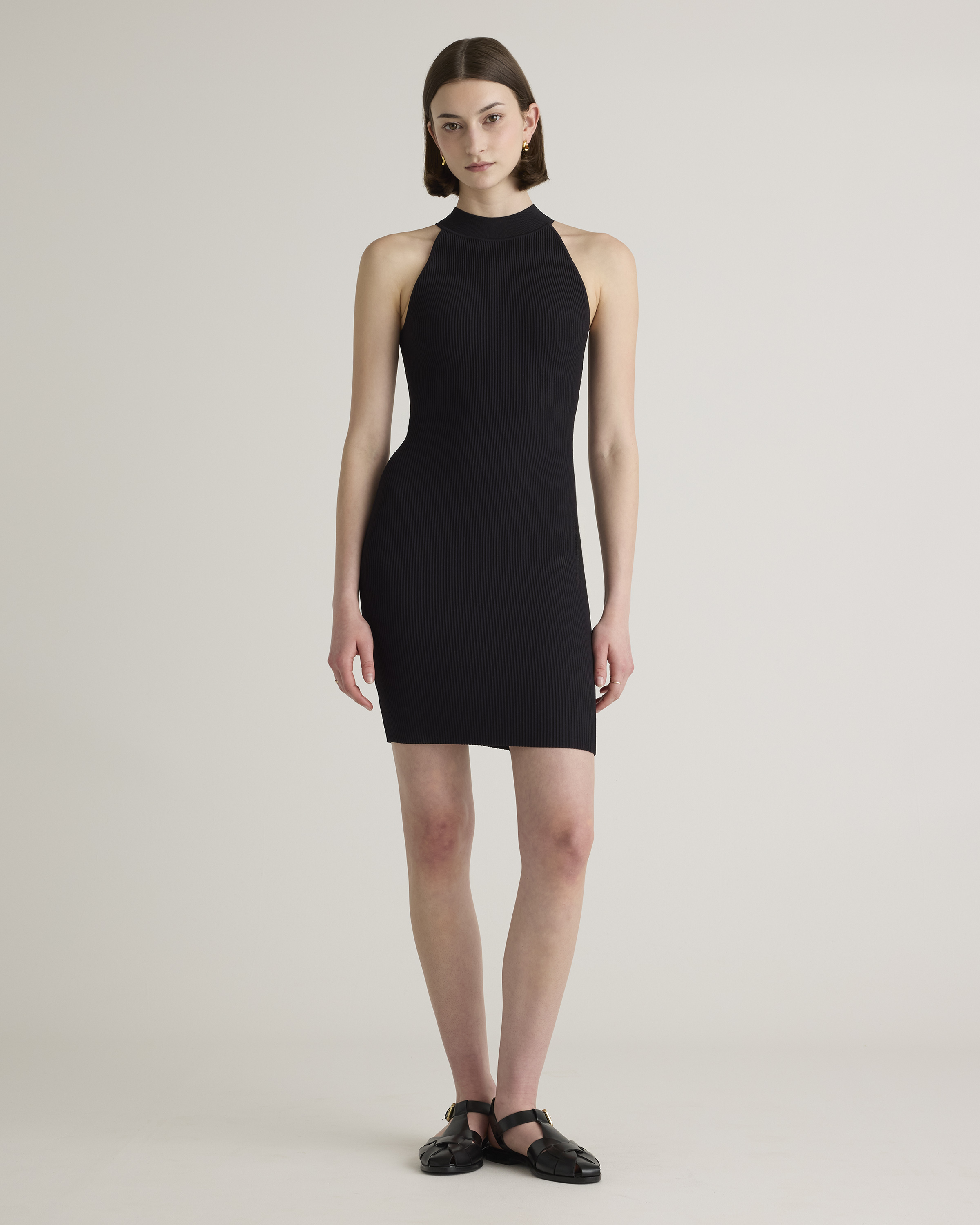 High Neck Ribbed Knit Mini Dress — Image 10